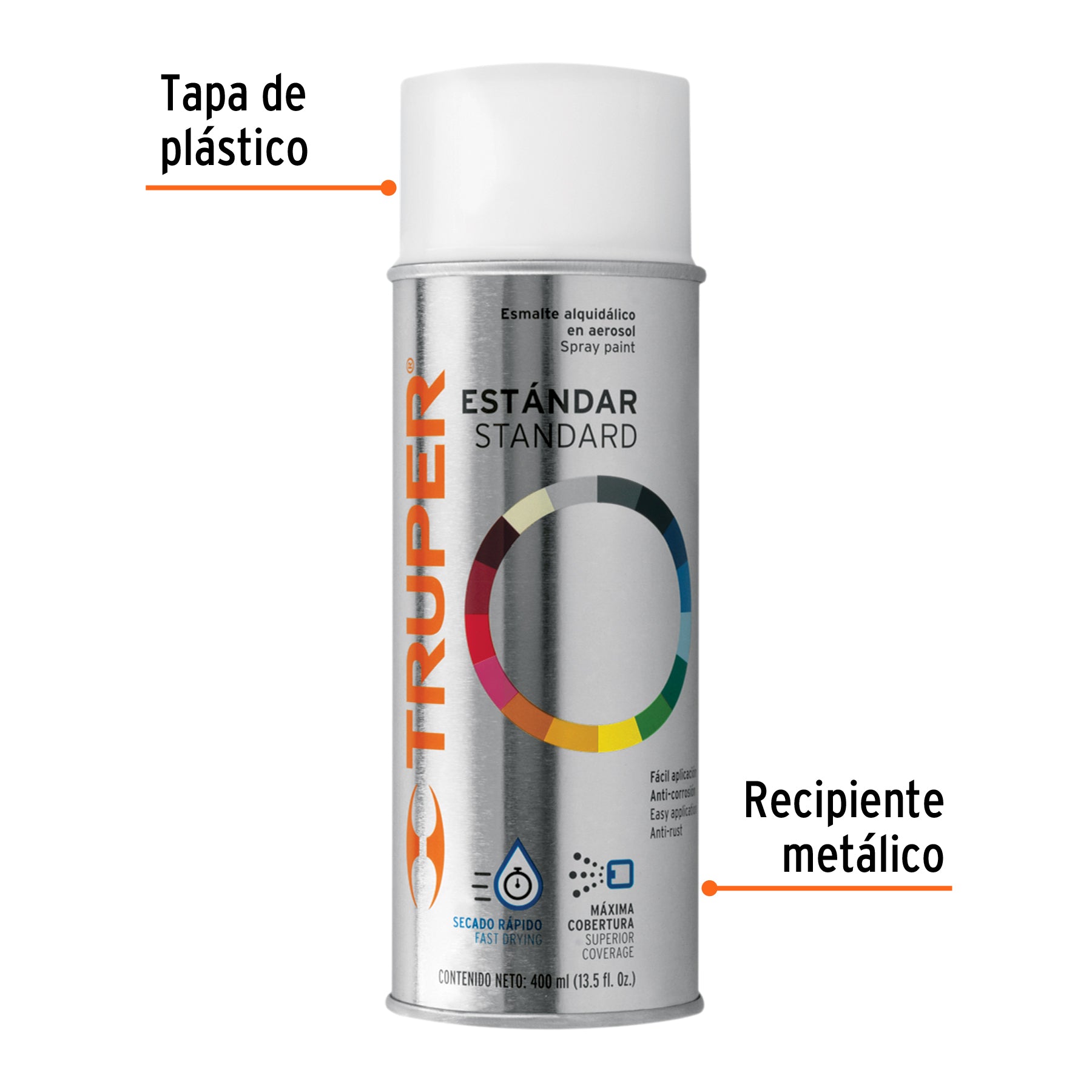 Pintura en aerosol, blanco mate, 400 ml, Truper