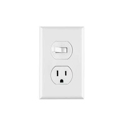 Placa armada interruptor y contacto, línea Standard, blanco