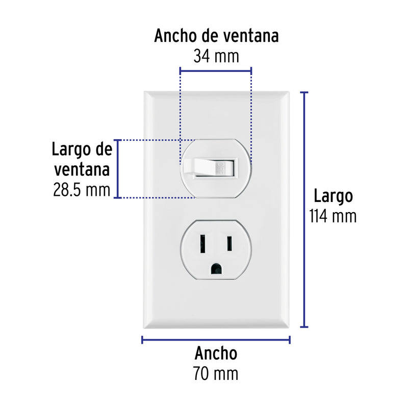 Placa armada interruptor y contacto, línea Standard, blanco