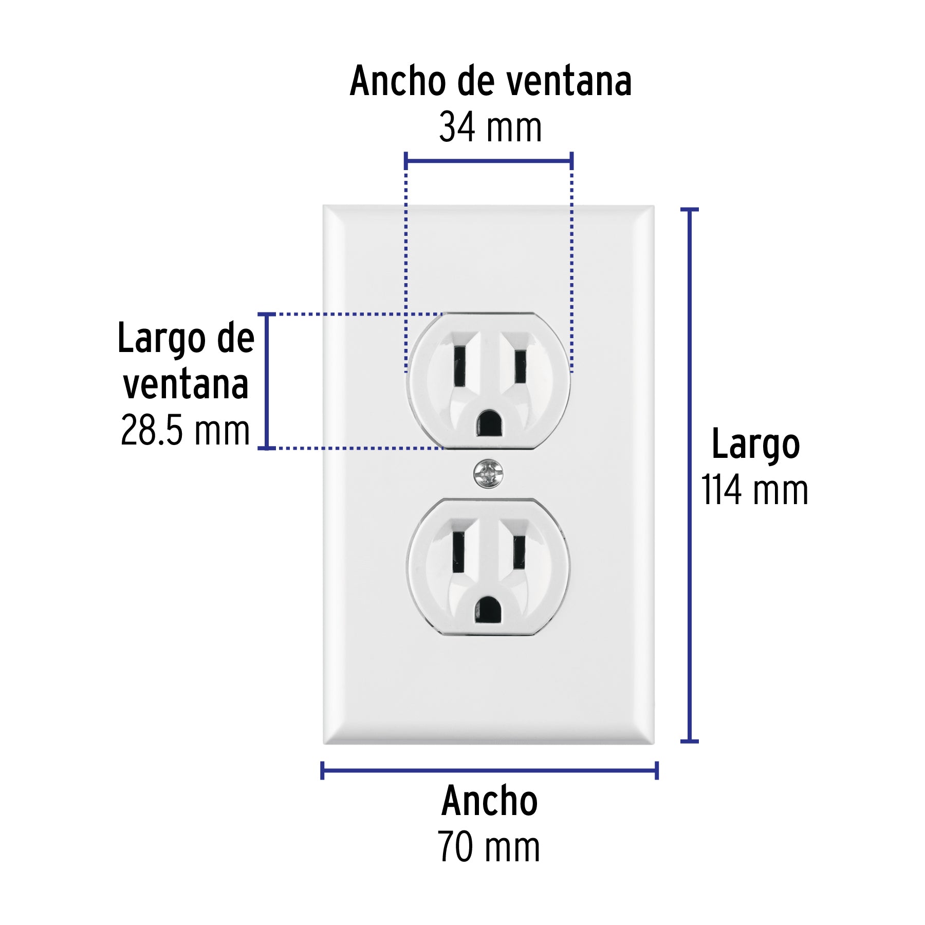 Placa armada 2 contactos polarizados, línea Standard, blanco
