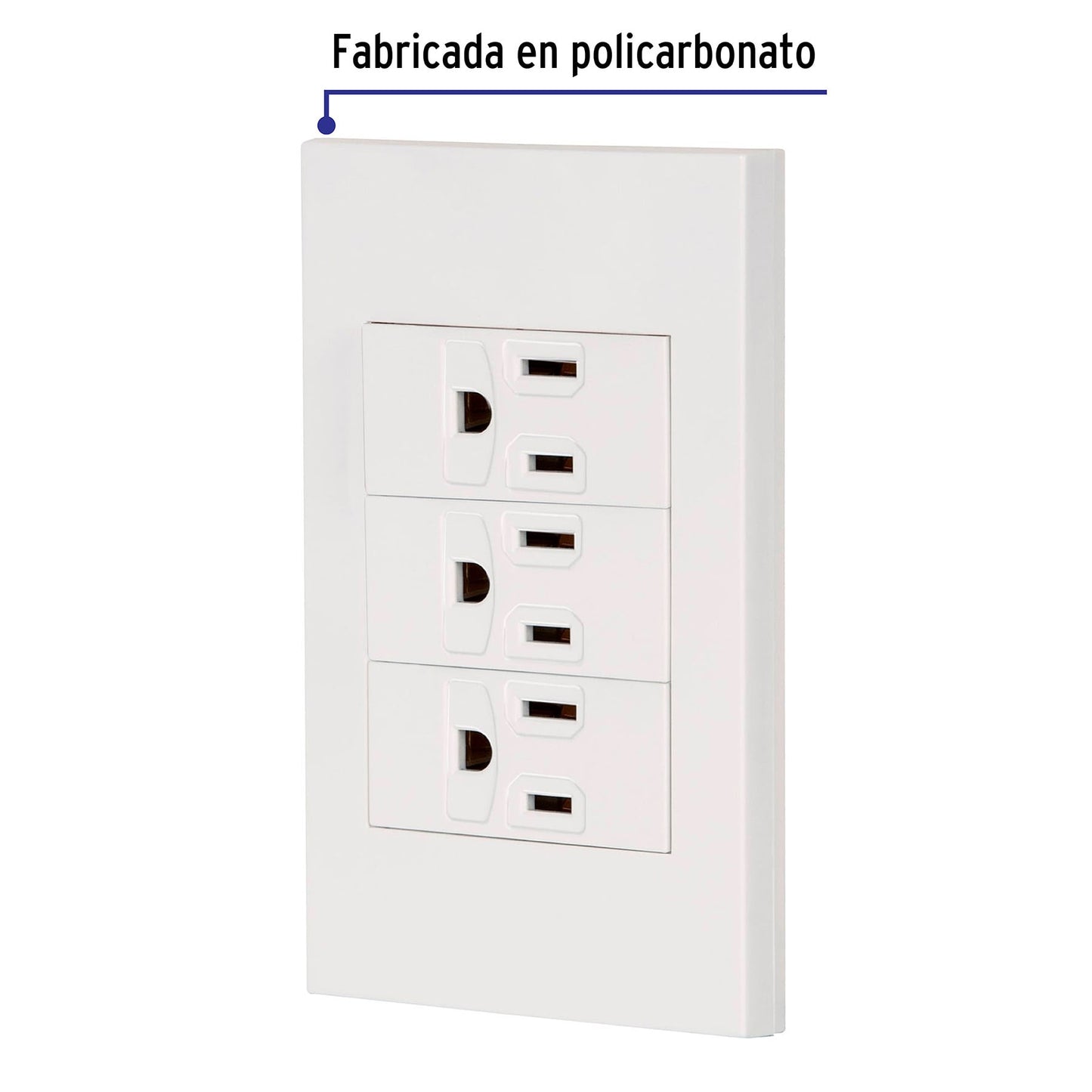 Placa armada 3 contactos, 1 módulo, Española, blanco