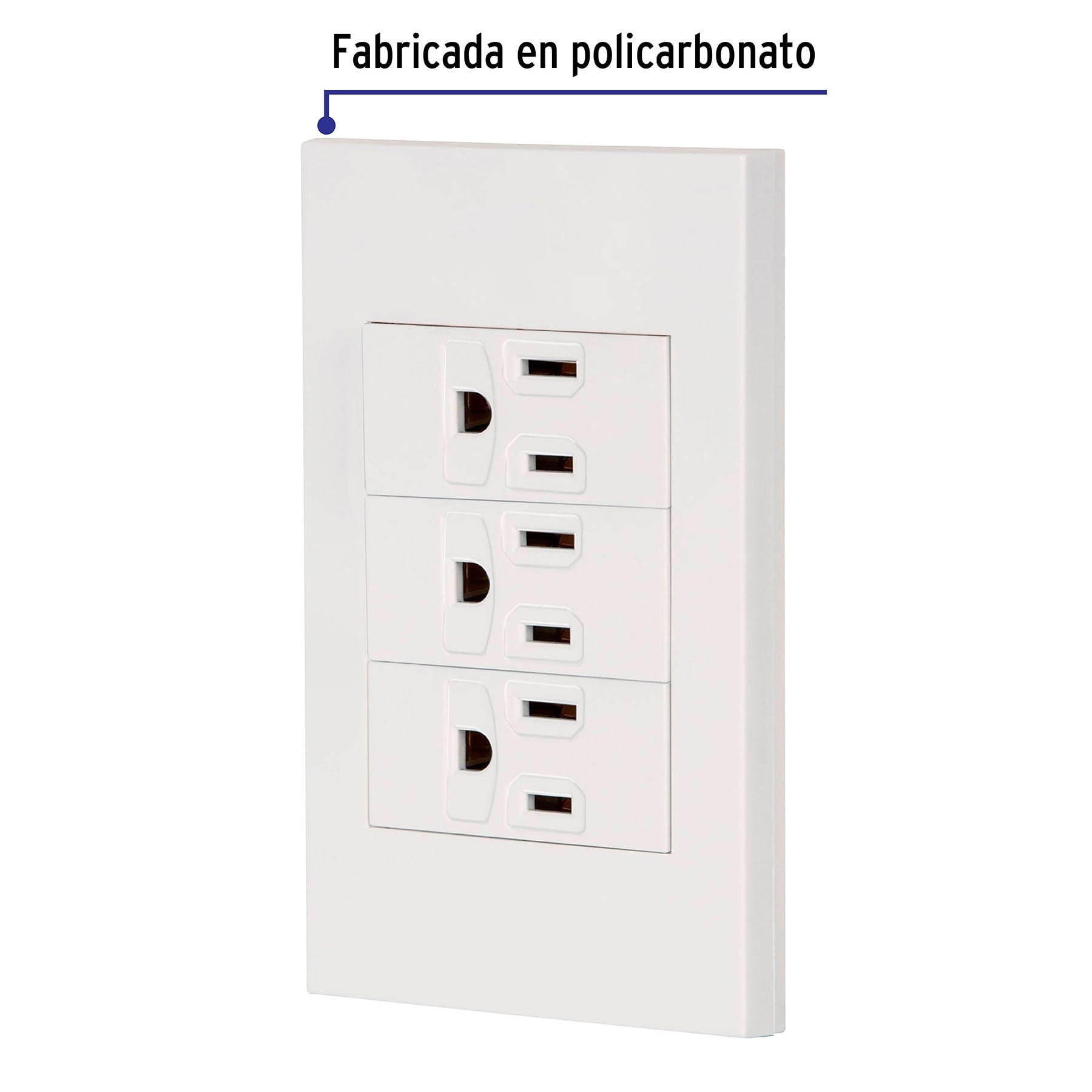 Placa armada 3 contactos, 1 módulo, Española, blanco