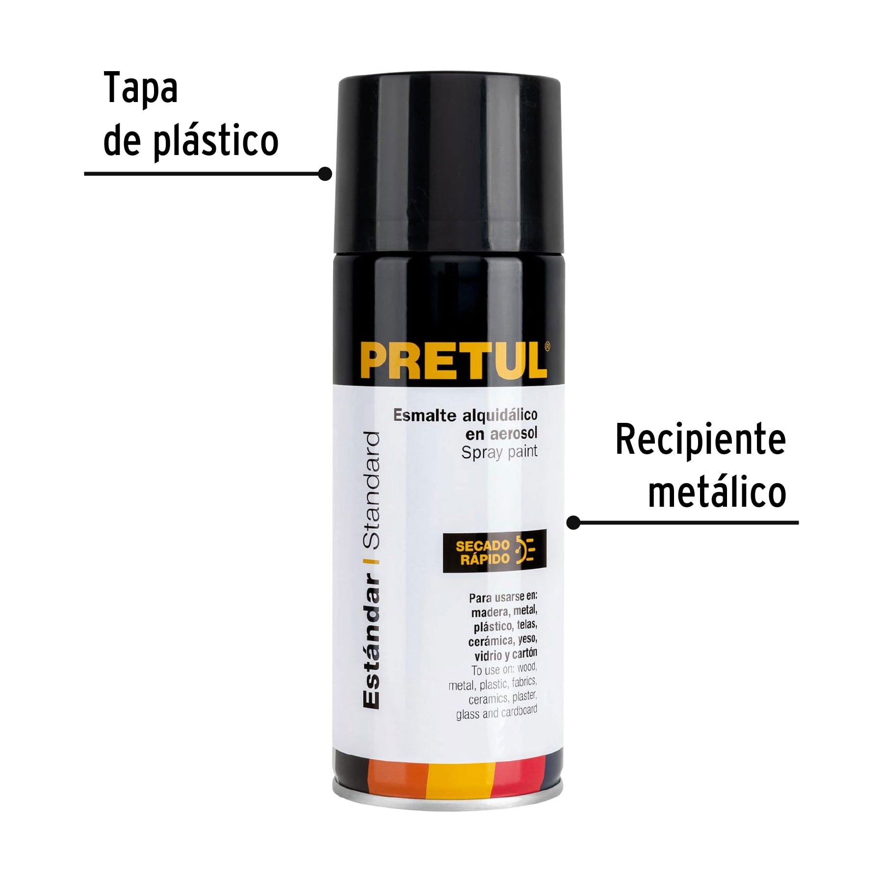 Pintura (Esmalte acrílico) en aerosol,negro brillante,Pretul