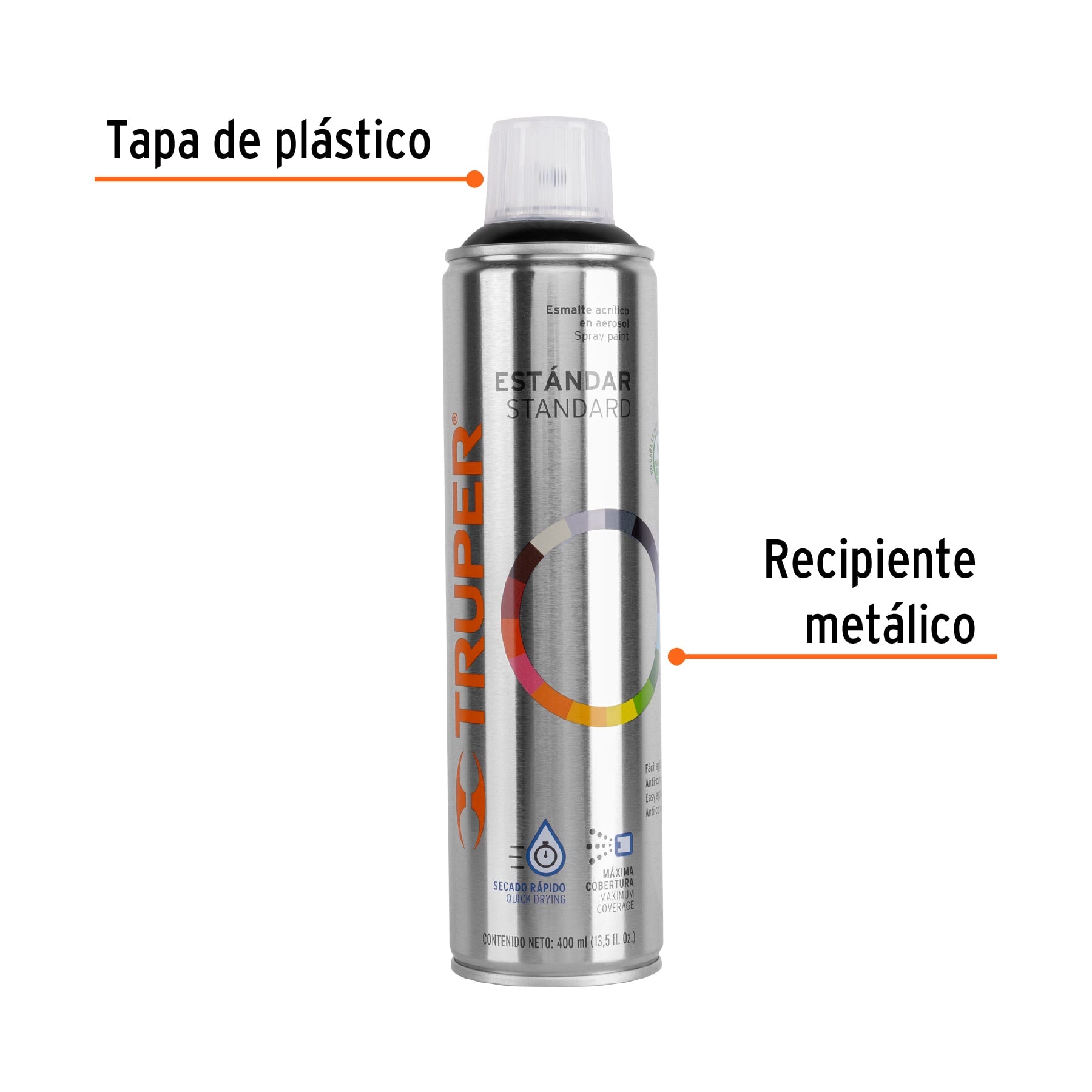 Pintura (Esmalte acrílico) en aerosol, negro brillante