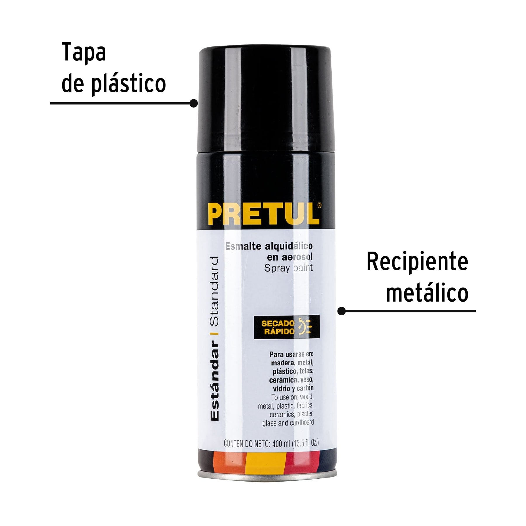 Pintura (Esmalte acrílico) en aerosol, negro satín, Pretul