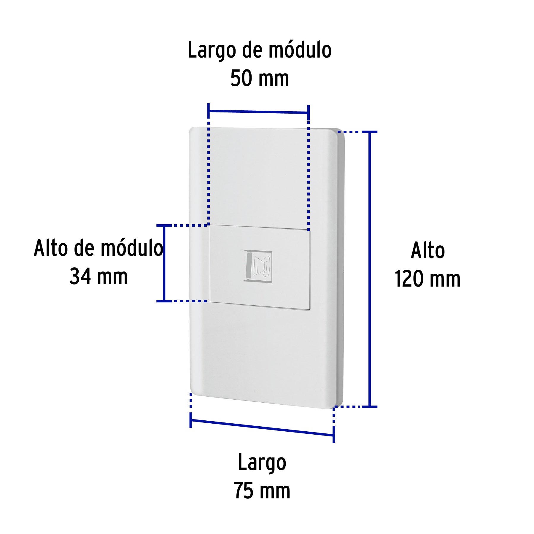 Placa armada blanca 1 toma para teléfono 1.5 mód, Lisboa