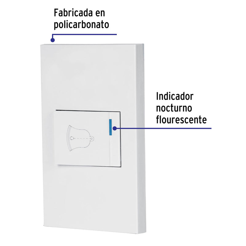 Placa armada 1 interruptor de timbre,1.5mod, Española,blanco