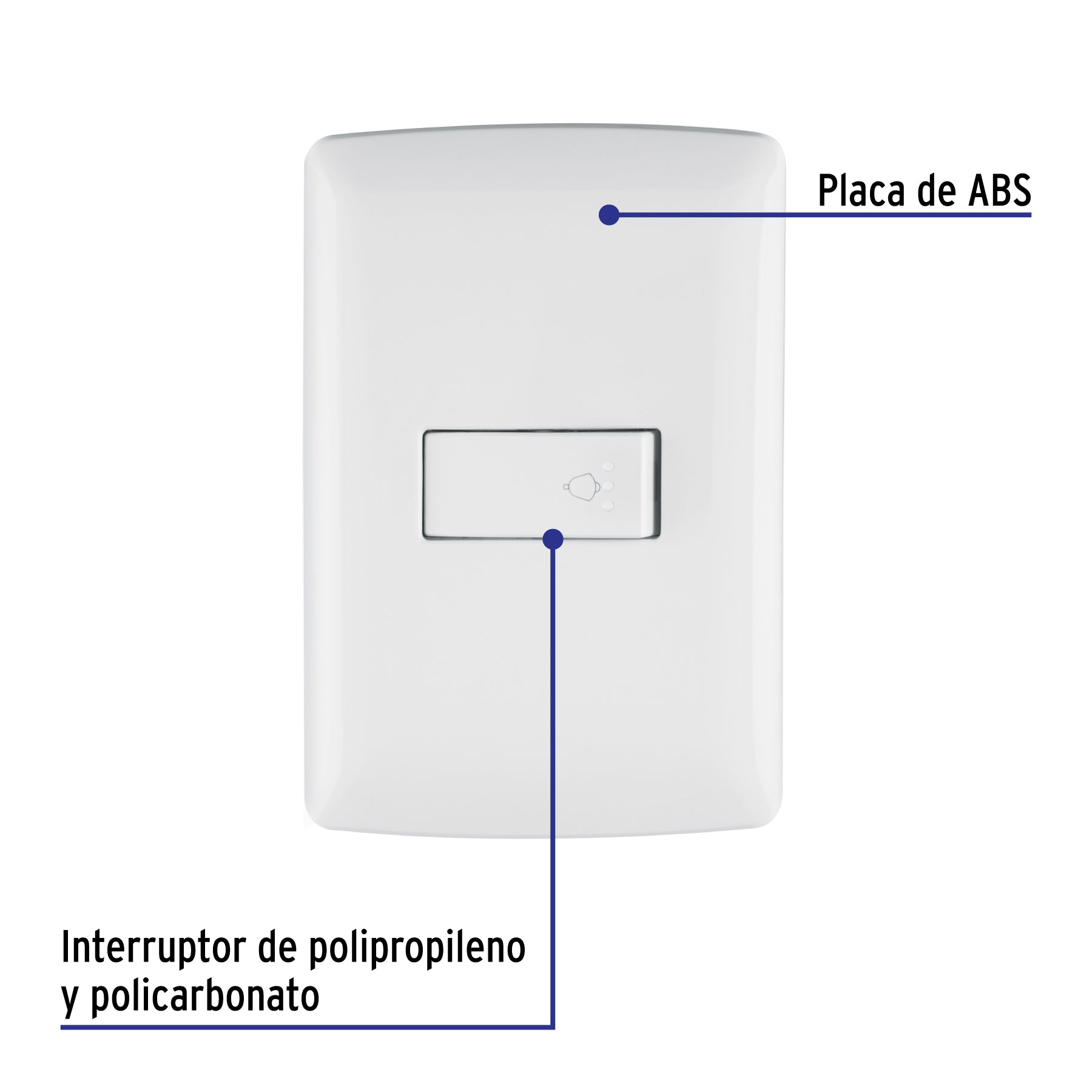 Placa armada con timbre, blanco, línea Italiana.