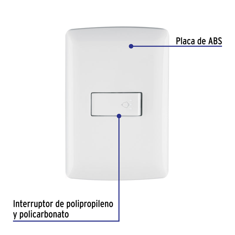 Placa armada con timbre, blanco, línea Italiana.