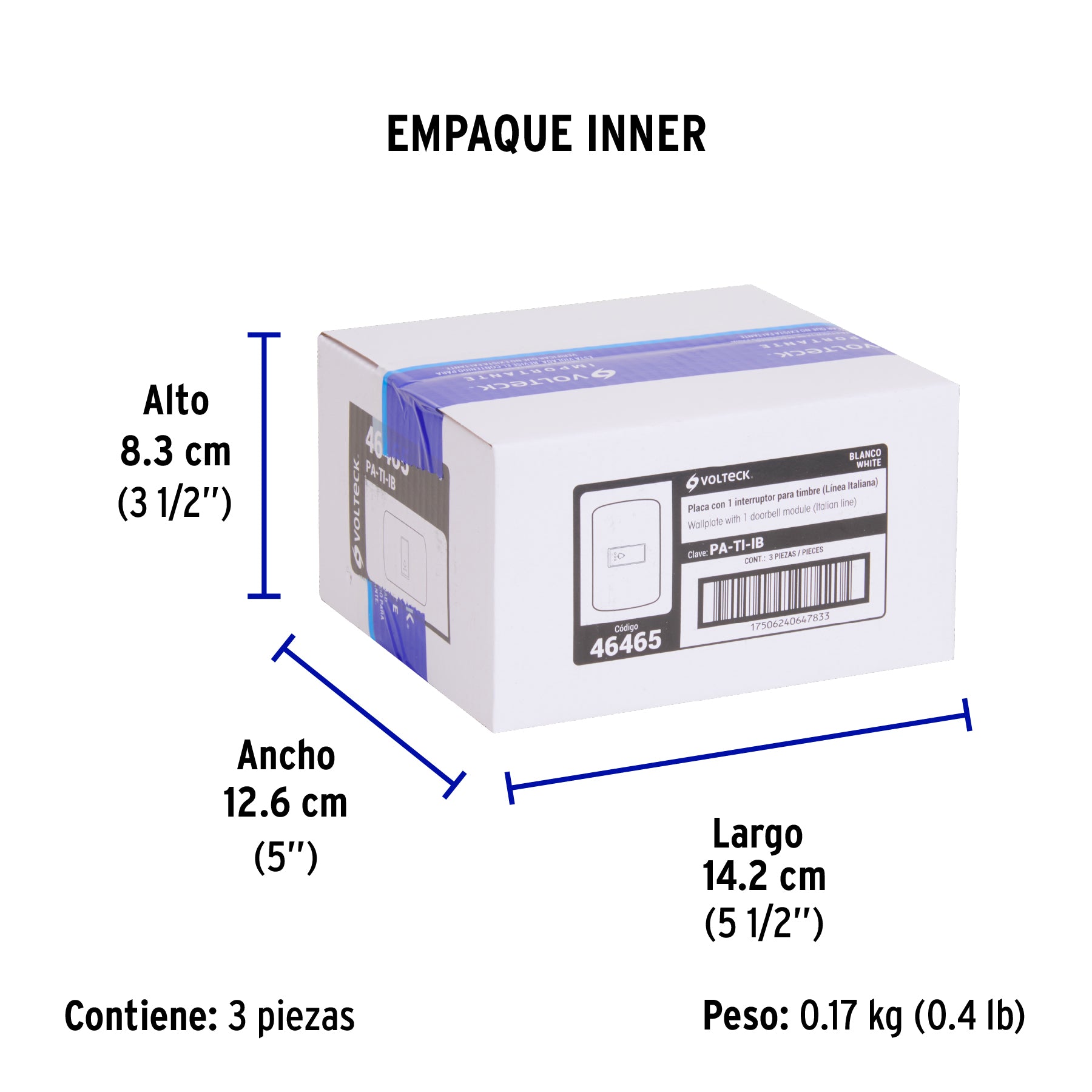 Placa armada con timbre, blanco, línea Italiana.