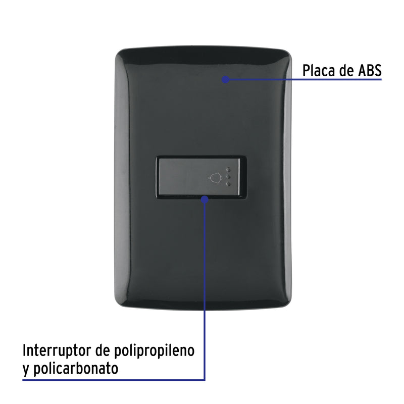 Placa armada con timbre, negro, línea Italiana