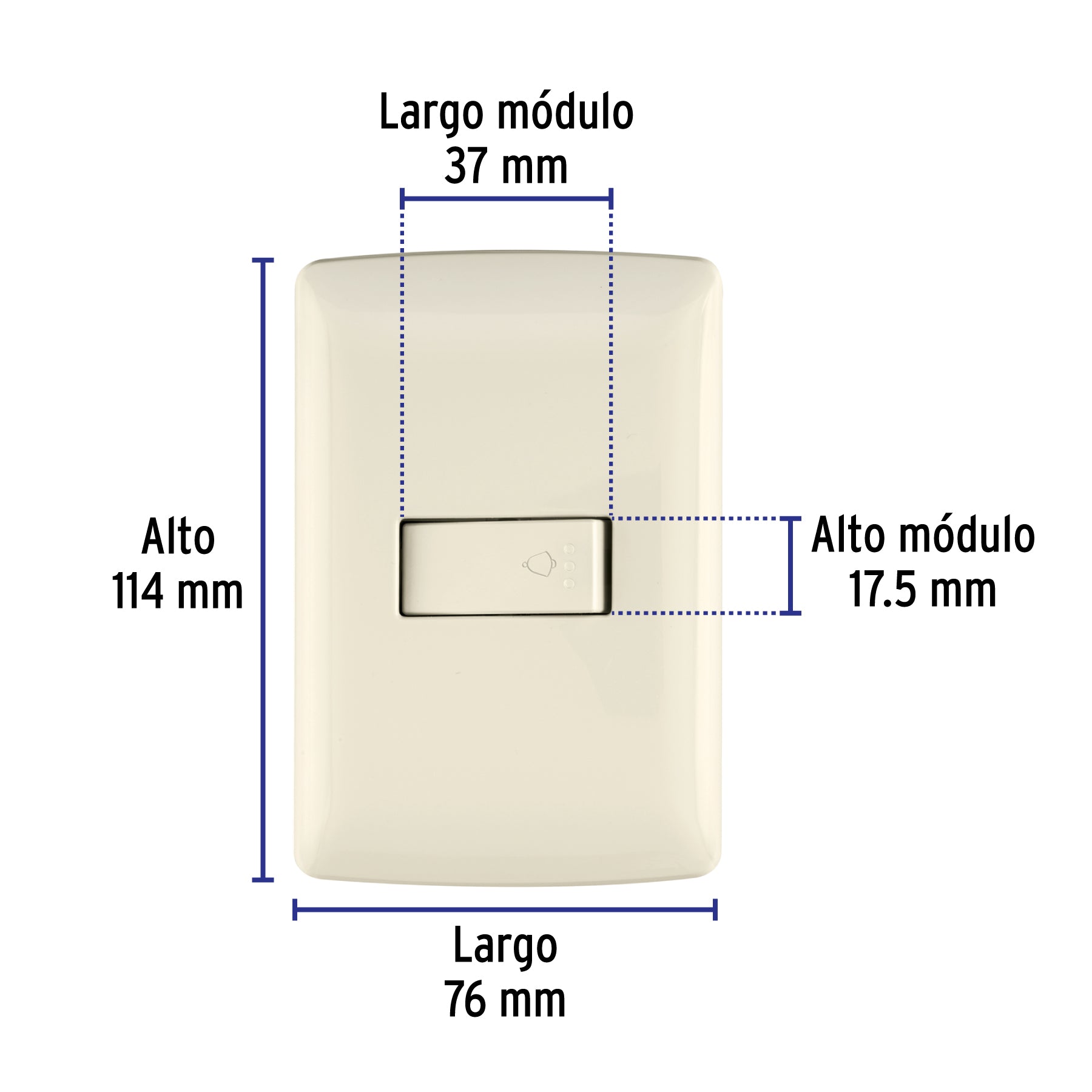 Placa armada con timbre, marfil, línea Italiana