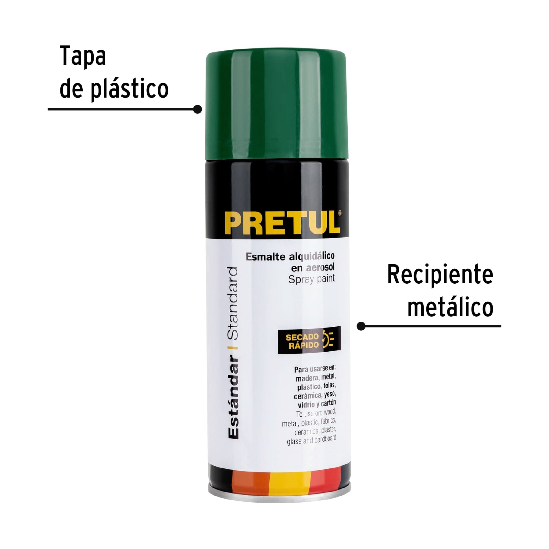Pintura (Esmalte acrílico) en aerosol, verde hoja, Pretul