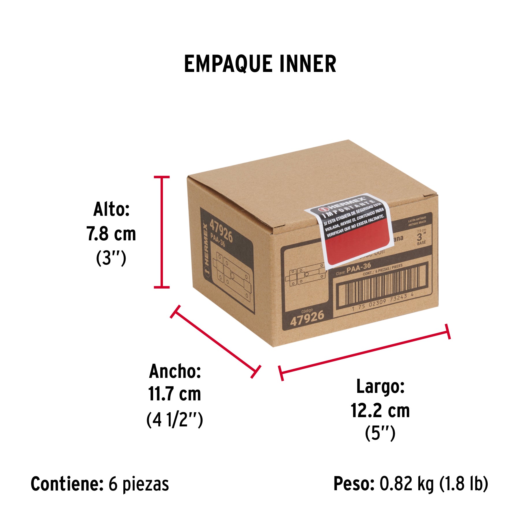 Pasador de barra plana 3', latón antiguo, Hermex
