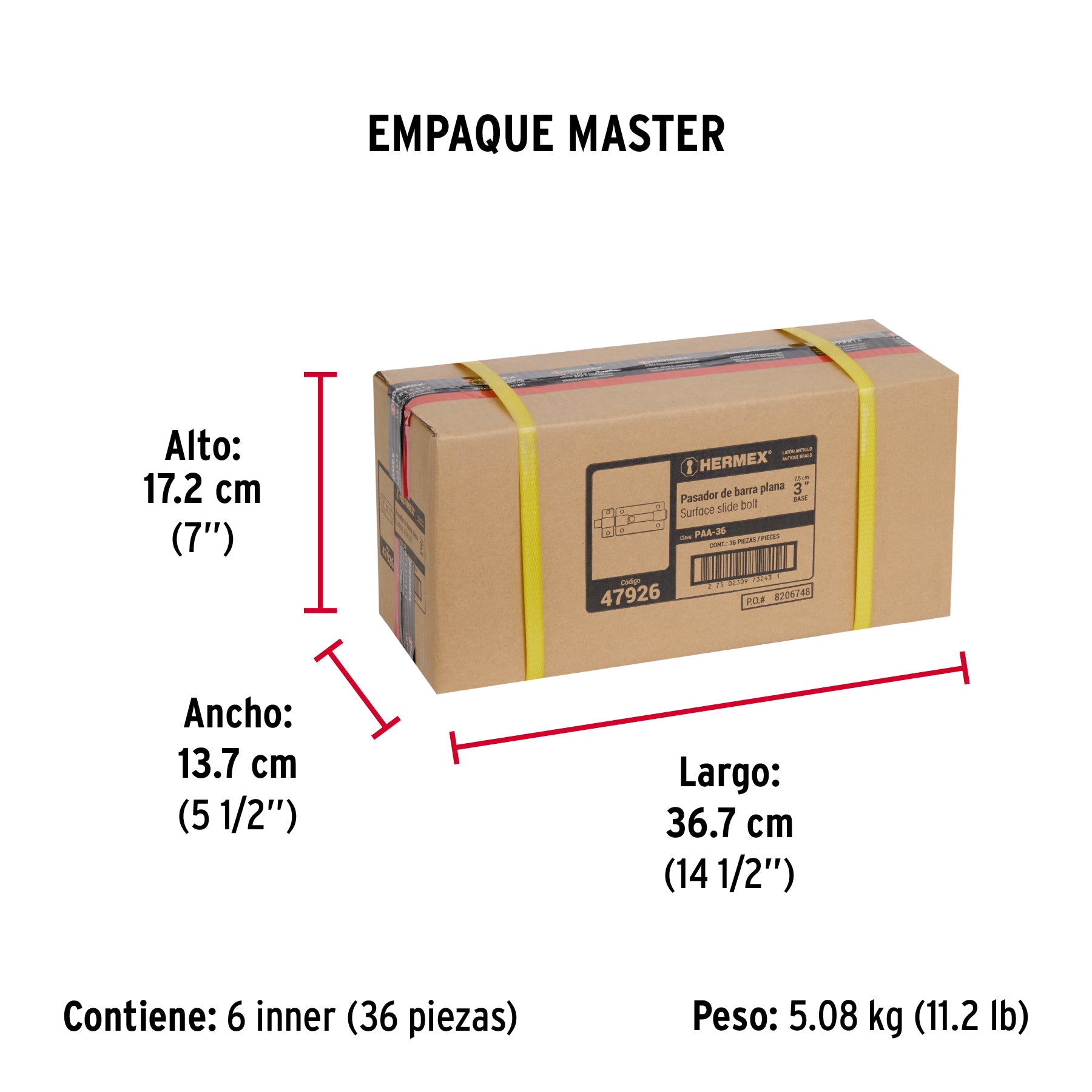 Pasador de barra plana 3', latón antiguo, Hermex