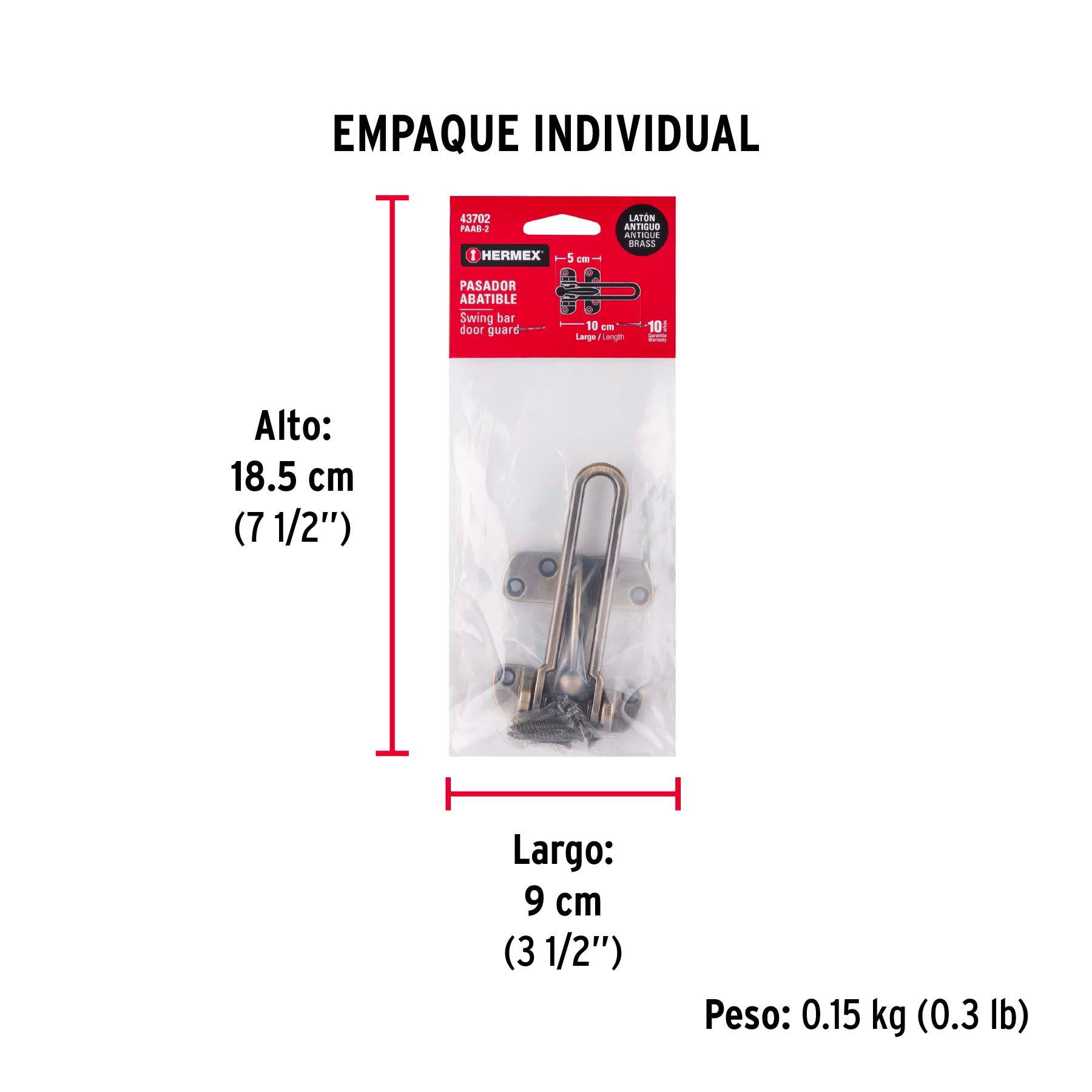 Pasador abatible de latón antiguo