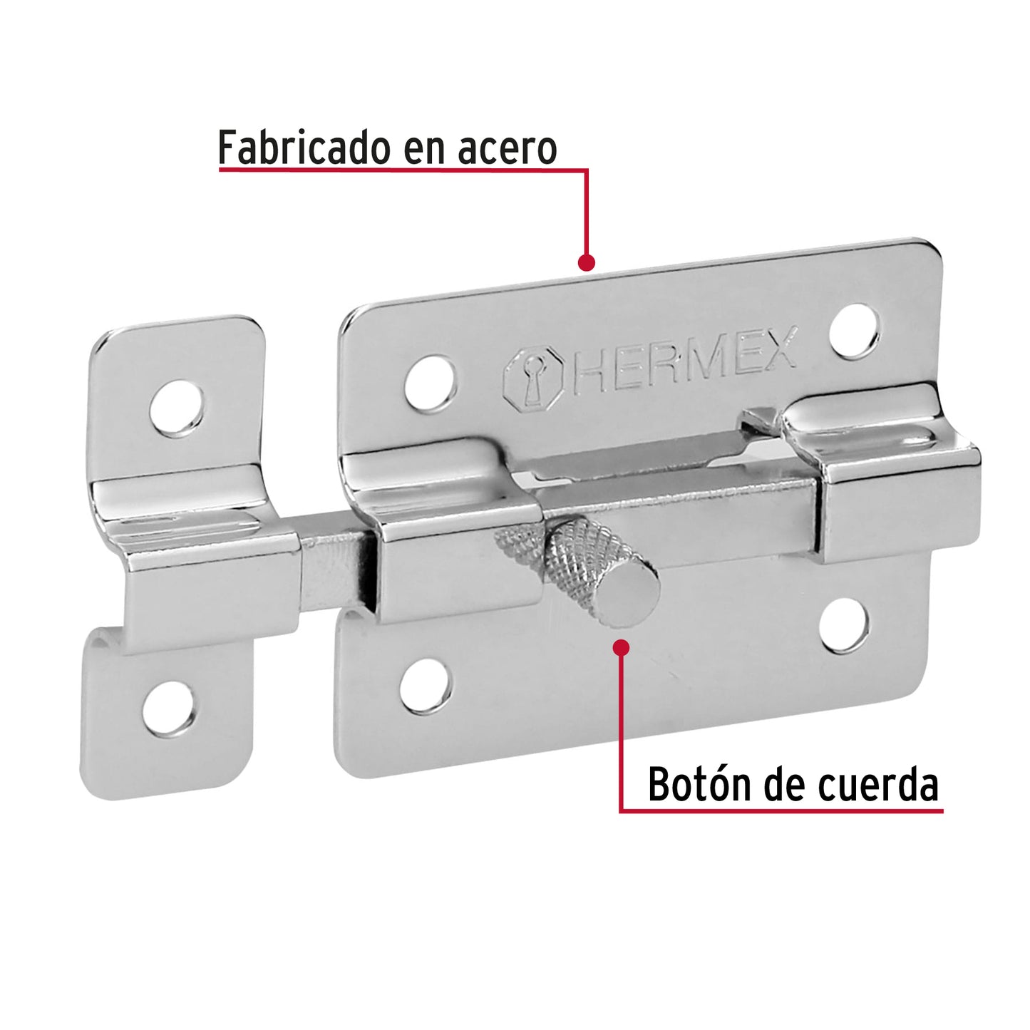 Pasador de cromo, 2"