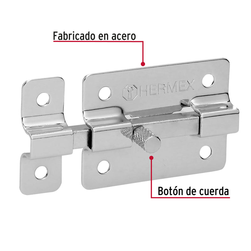 Pasador de cromo, 2"