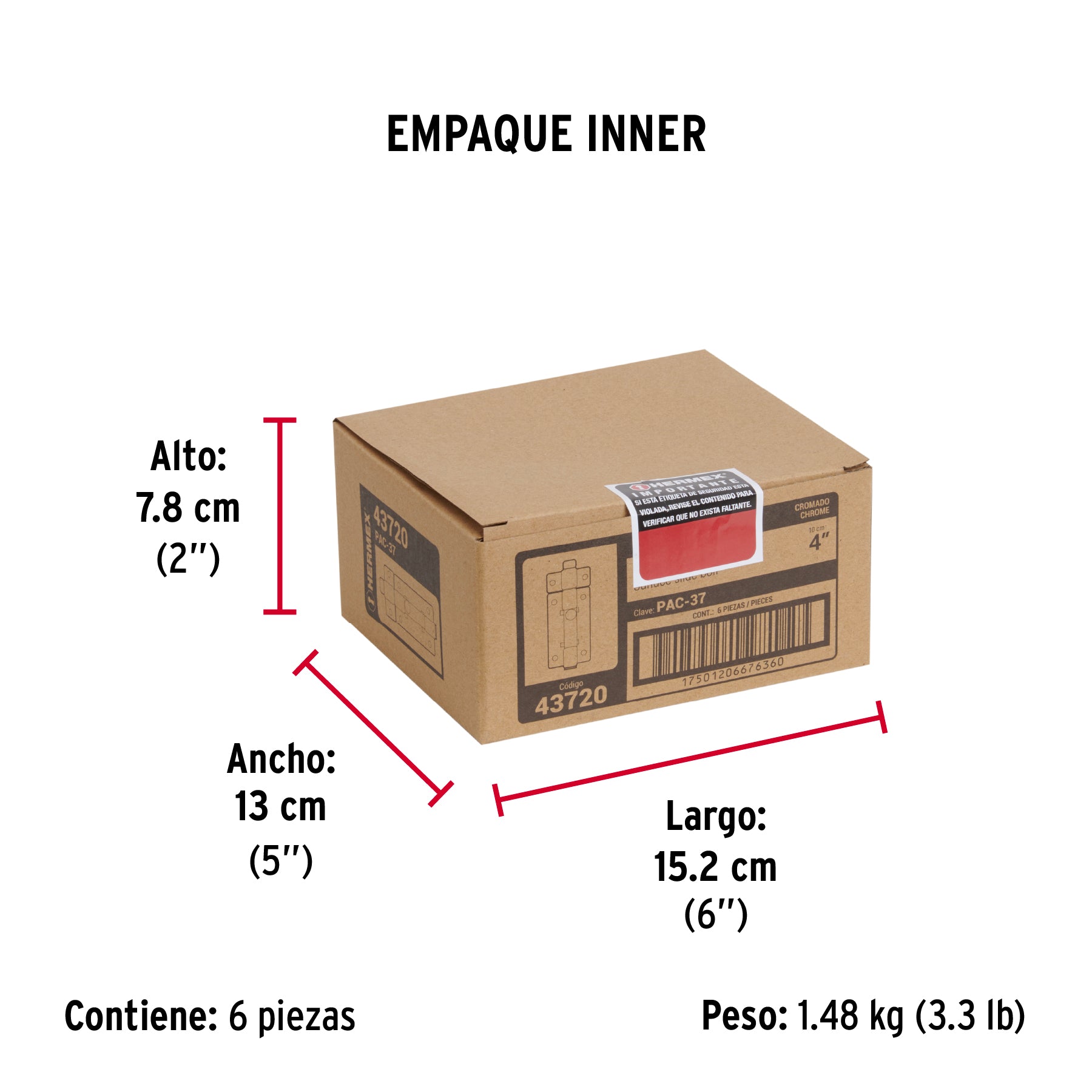 Pasador de cromo, 4"