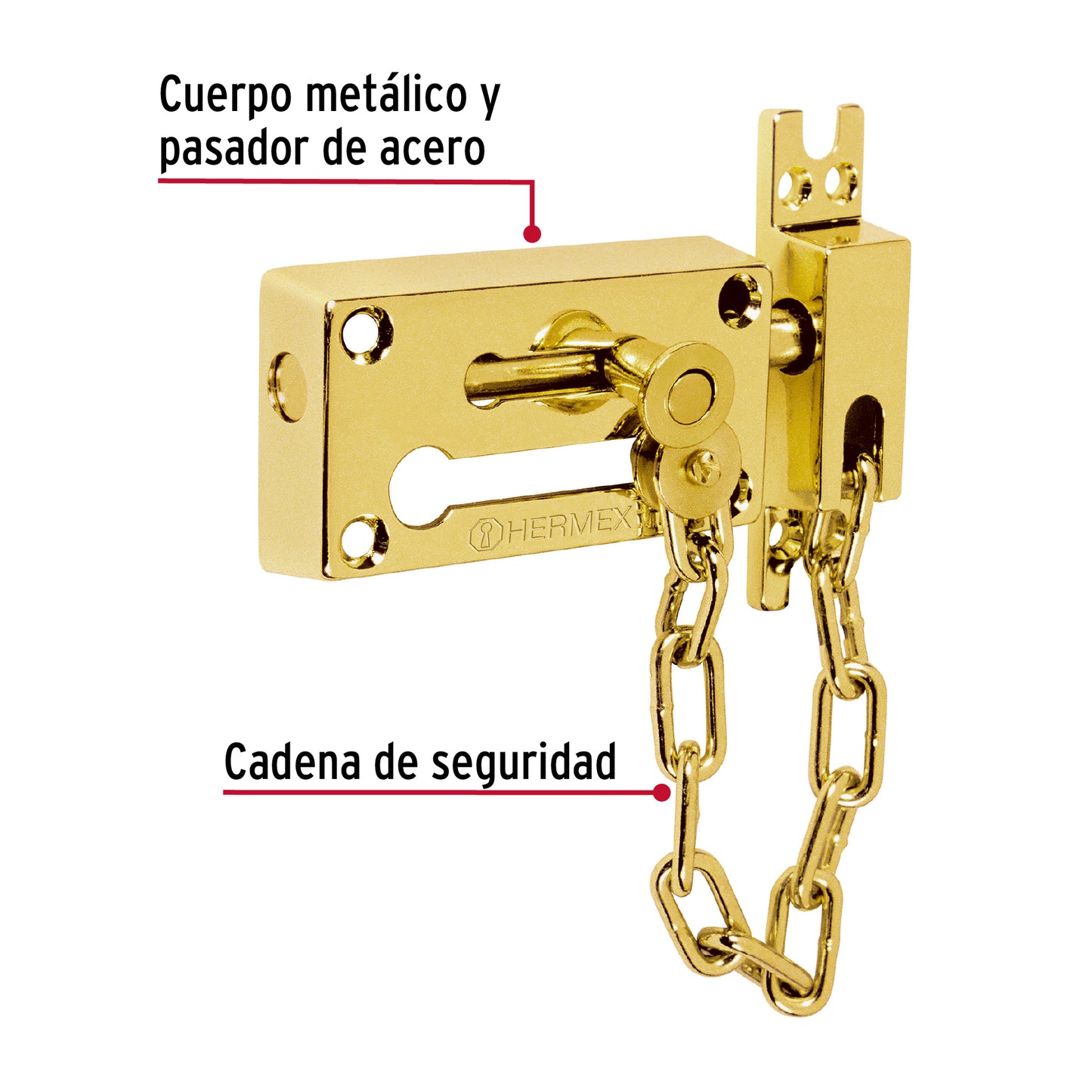 Pasador con cadena de latón
