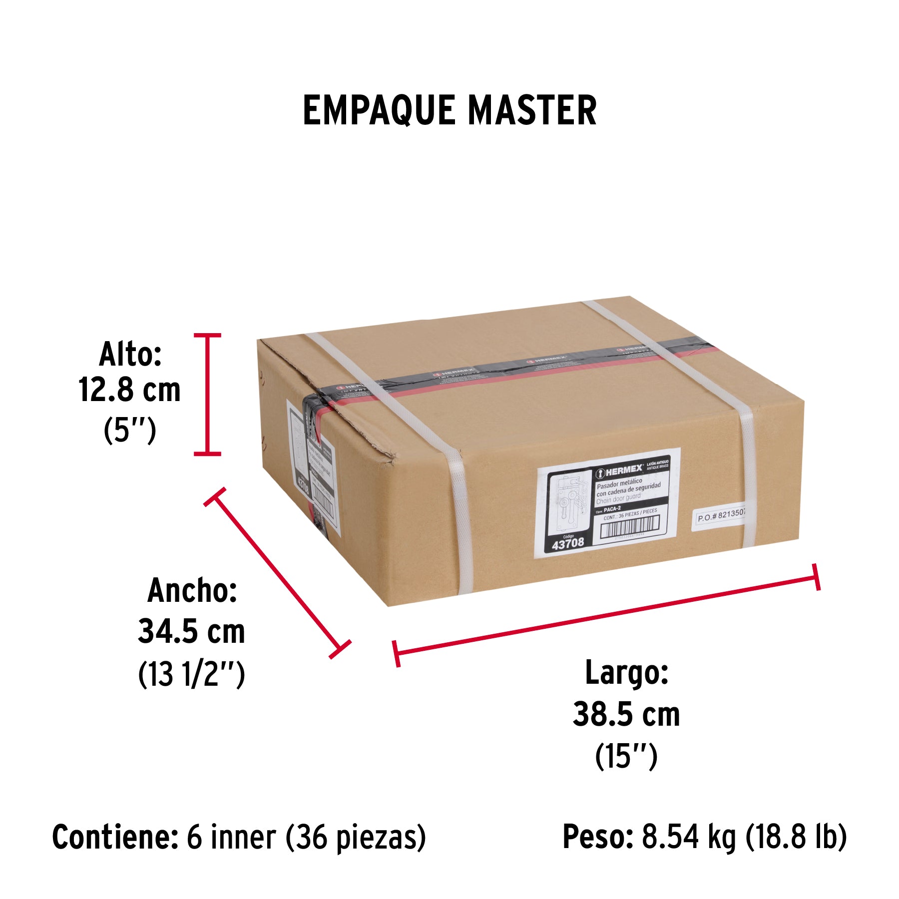 Pasador con cadena de latón antiguo