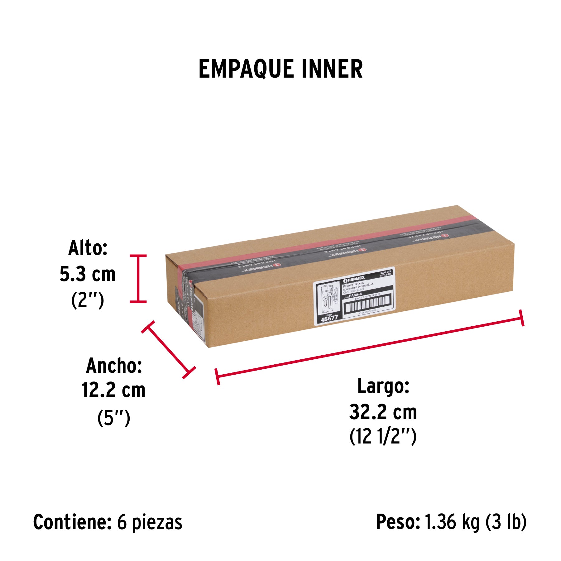 Pasador con cadena para puerta, acabado negro, HERMEX