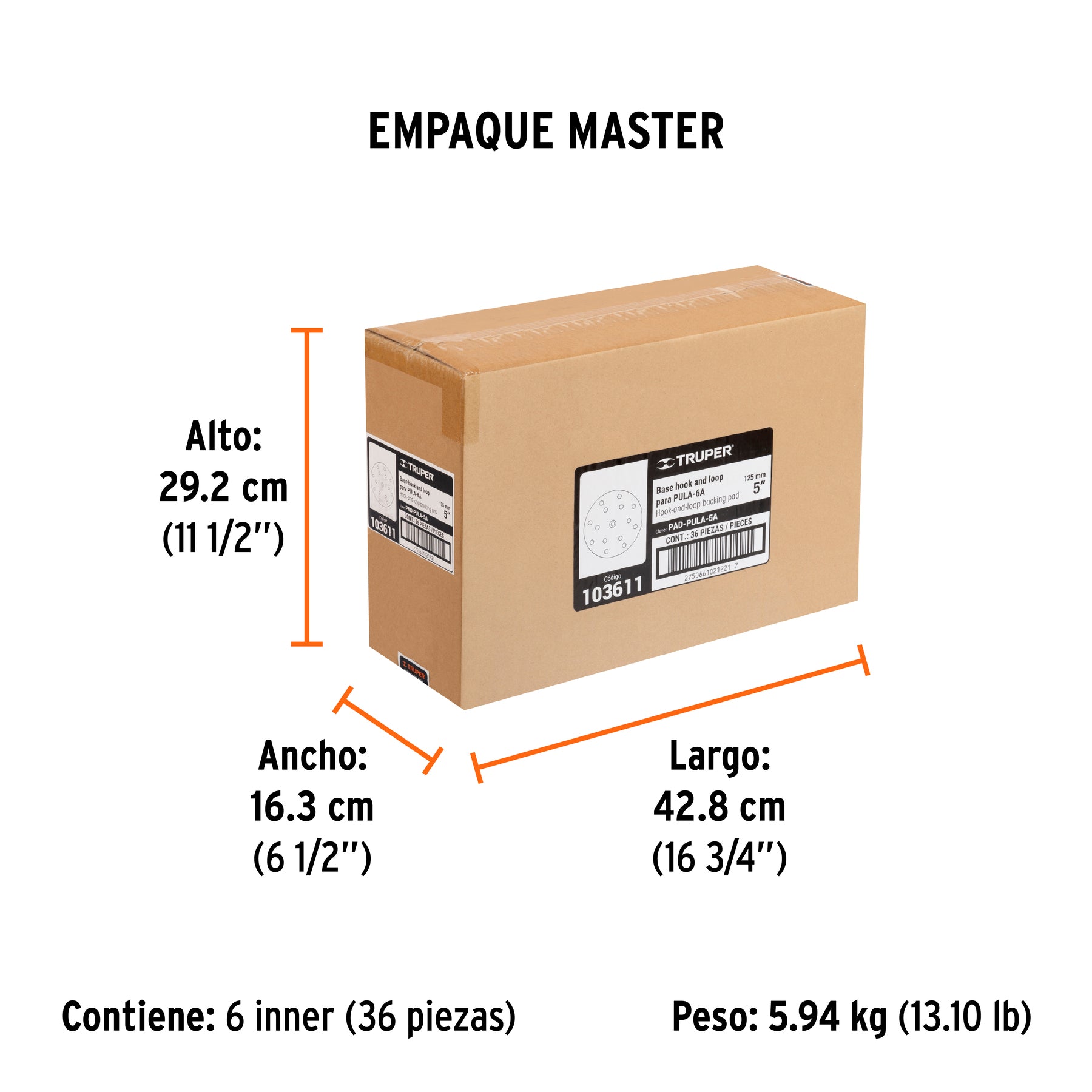 Respaldo de 5' hook and loop para PULA-6A, TRUPER