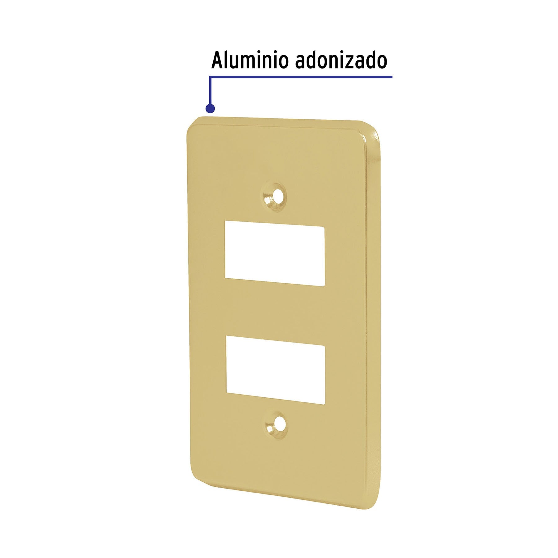 Placa 2 módulos, de aluminio, línea Económica
