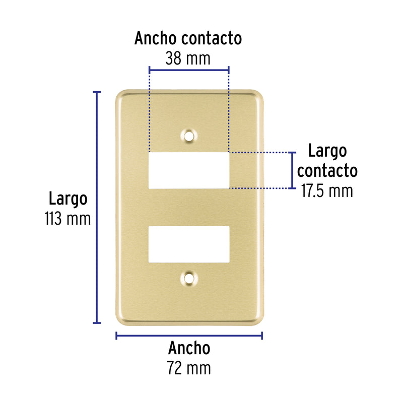 Placa 2 módulos, de aluminio, línea Económica