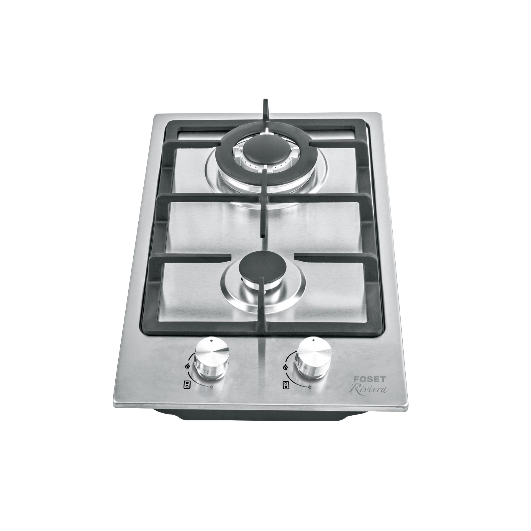 Parrilla gas empotrable 30cm, 2 quem, acero inox, Riviera