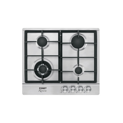 Parrilla de gas empotrable 4 quemadores, acero inox, Foset