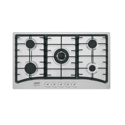 Parrilla de gas empotrable 5 quemadores, acero inox, Foset