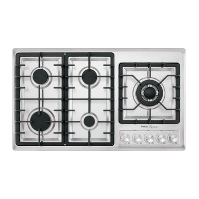 Parrilla gas empotrable 90cm, 5 quem, lateral, inox, Riviera