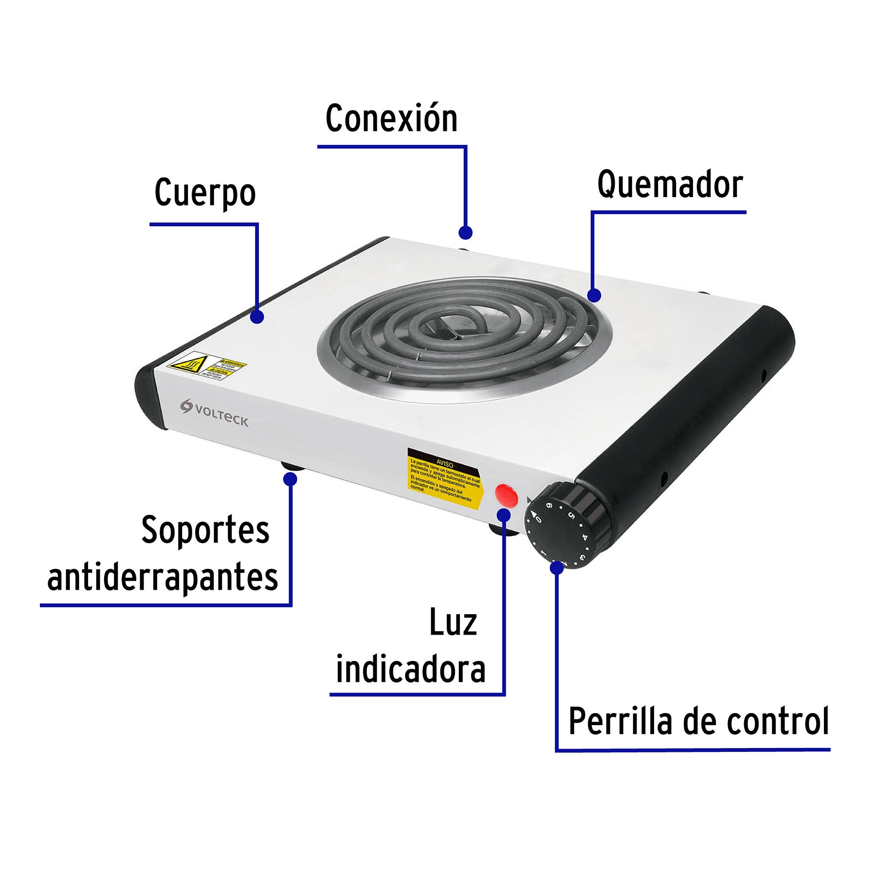 Parrilla eléctrica 1 quemador, cuadrada