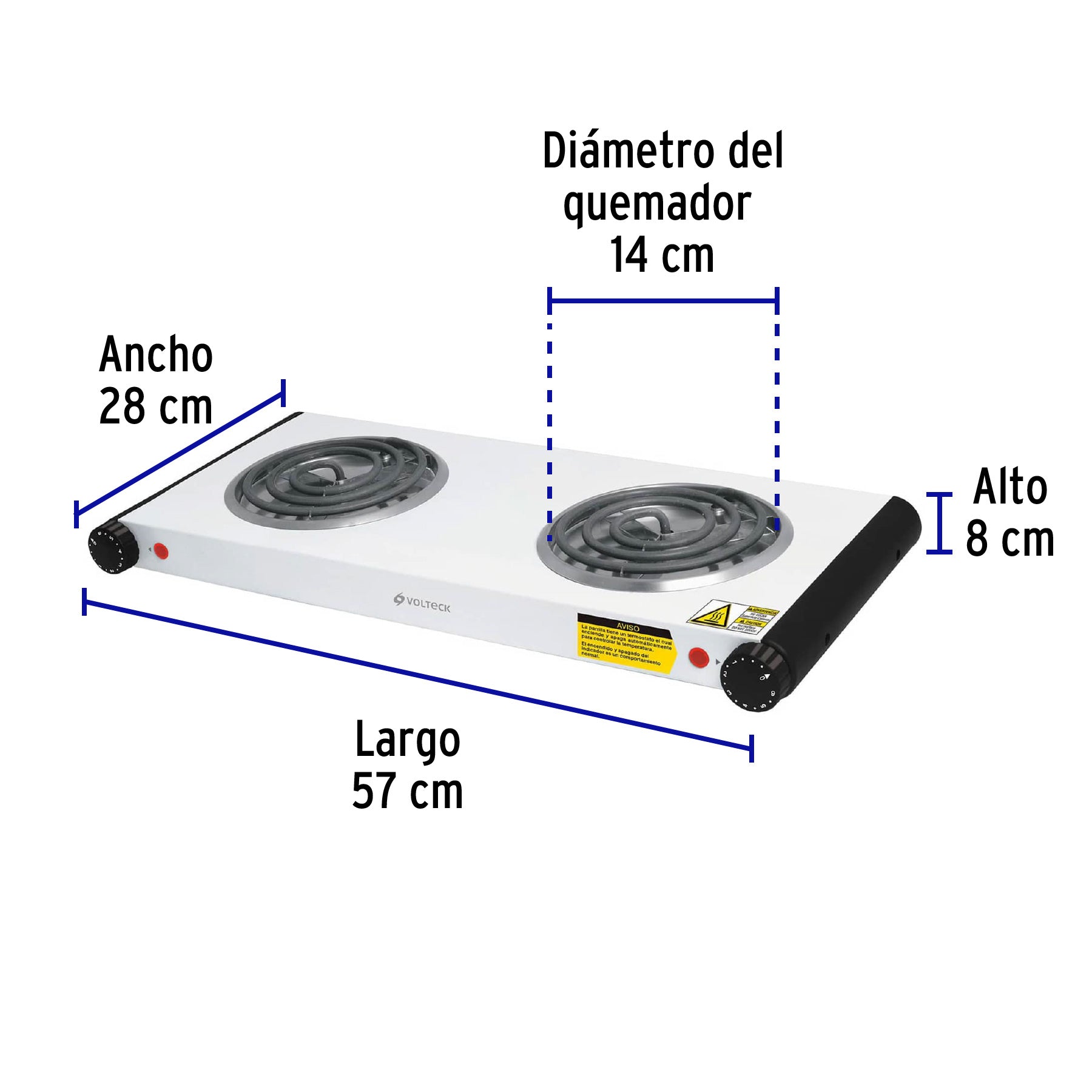 Parrilla eléctrica 2 quemadores,cuadrada