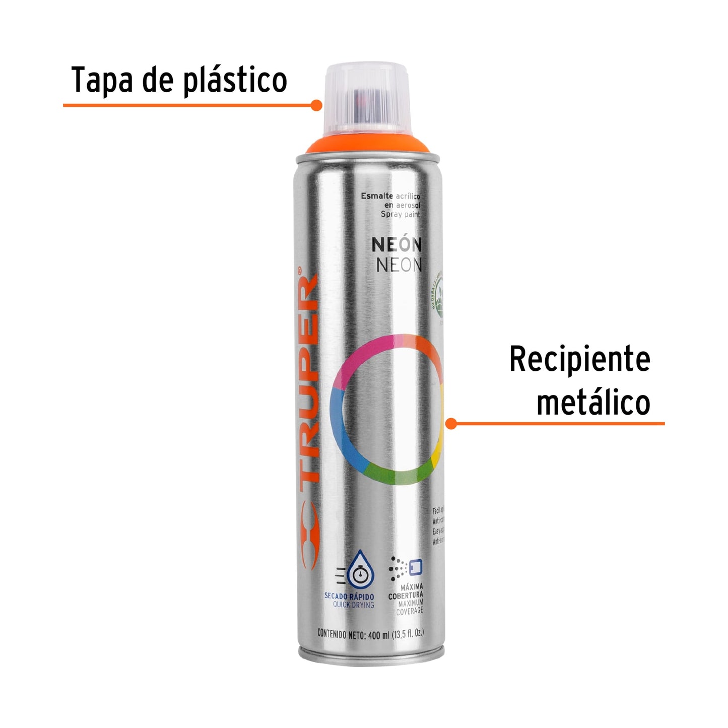 Pintura (Esmalte acrílico) en aerosol, fluorescente, naranja