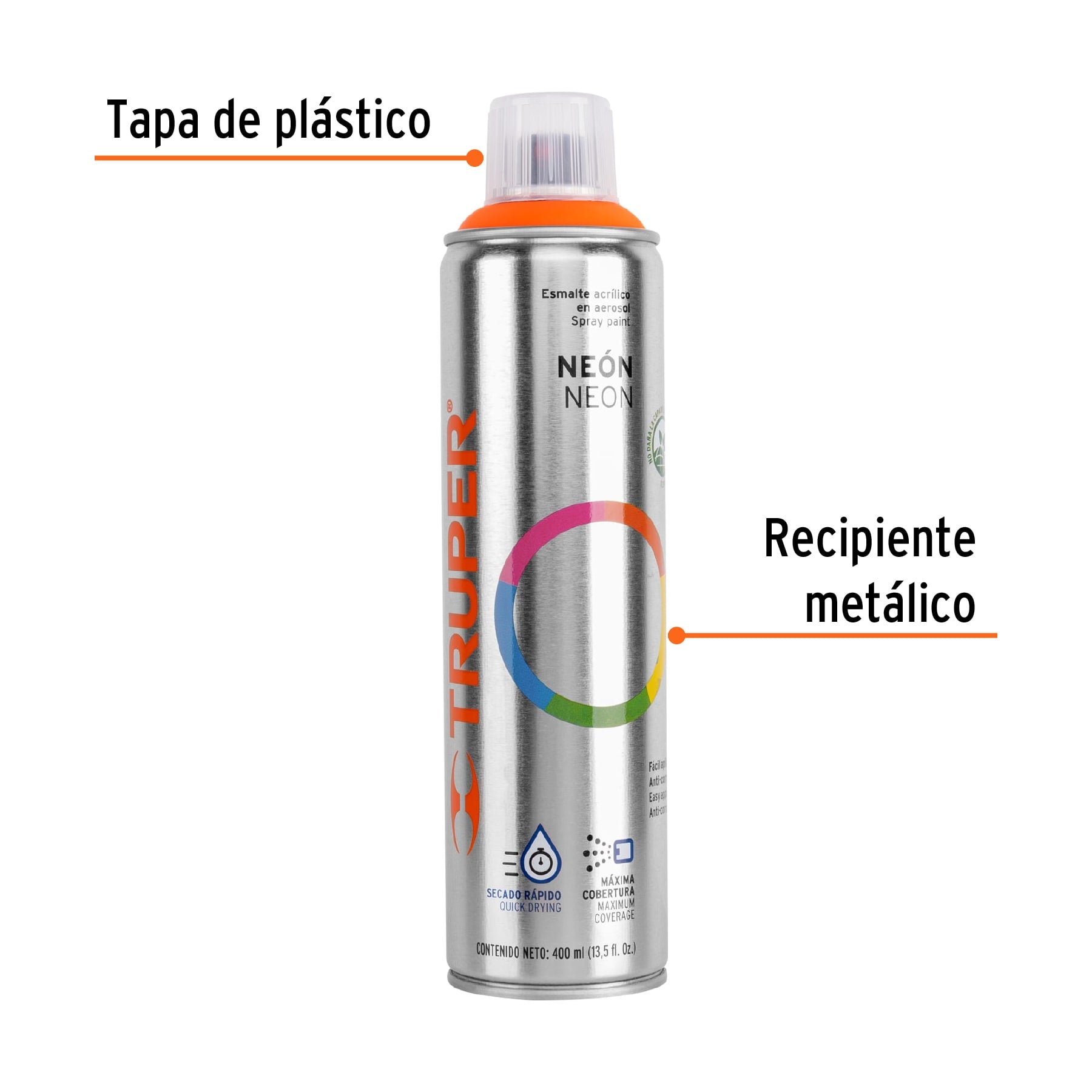 Pintura (Esmalte acrílico) en aerosol, fluorescente, naranja
