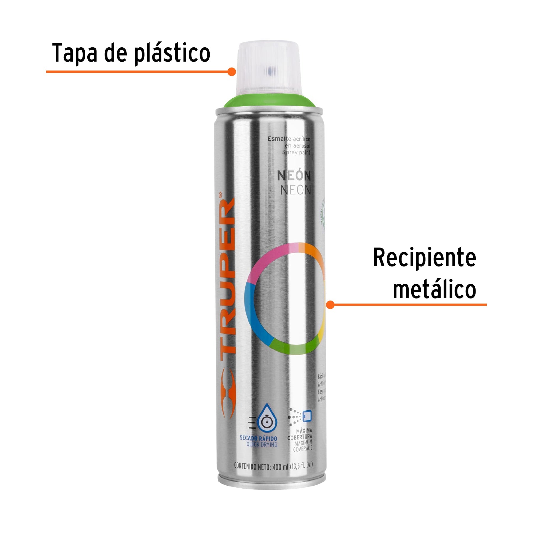 Pintura (Esmalte acrílico) en aerosol, fluorescente, verde