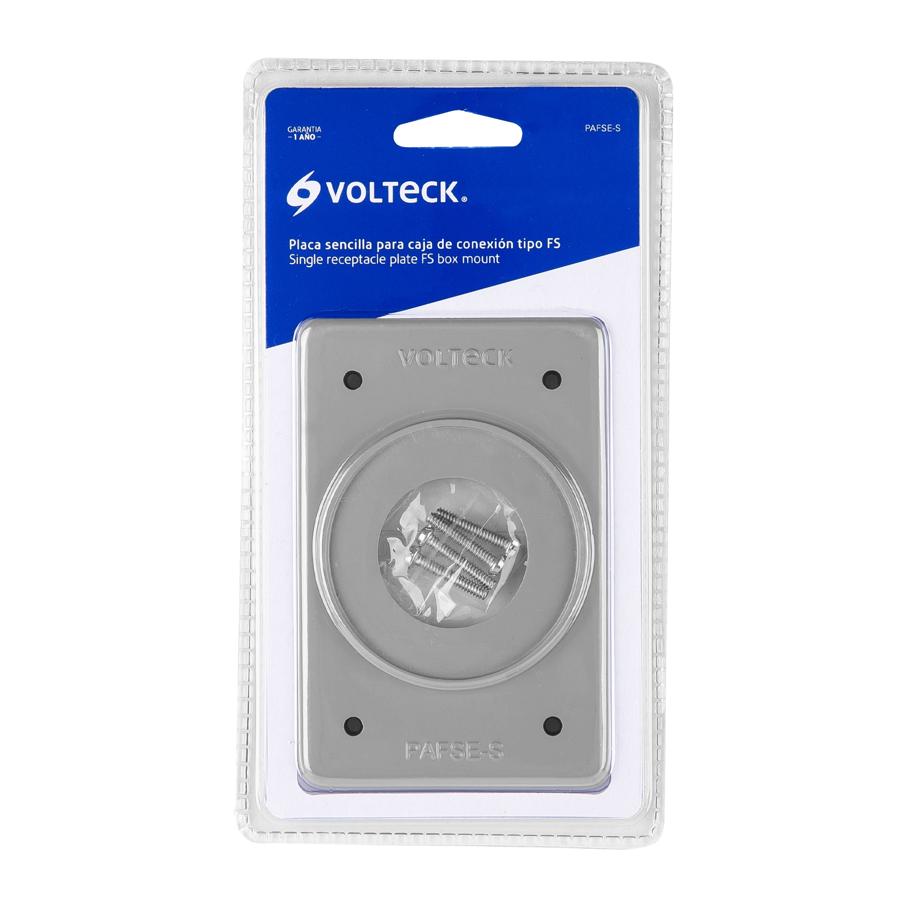 Placa tipo FS, sencilla, de sobreponer, Volteck