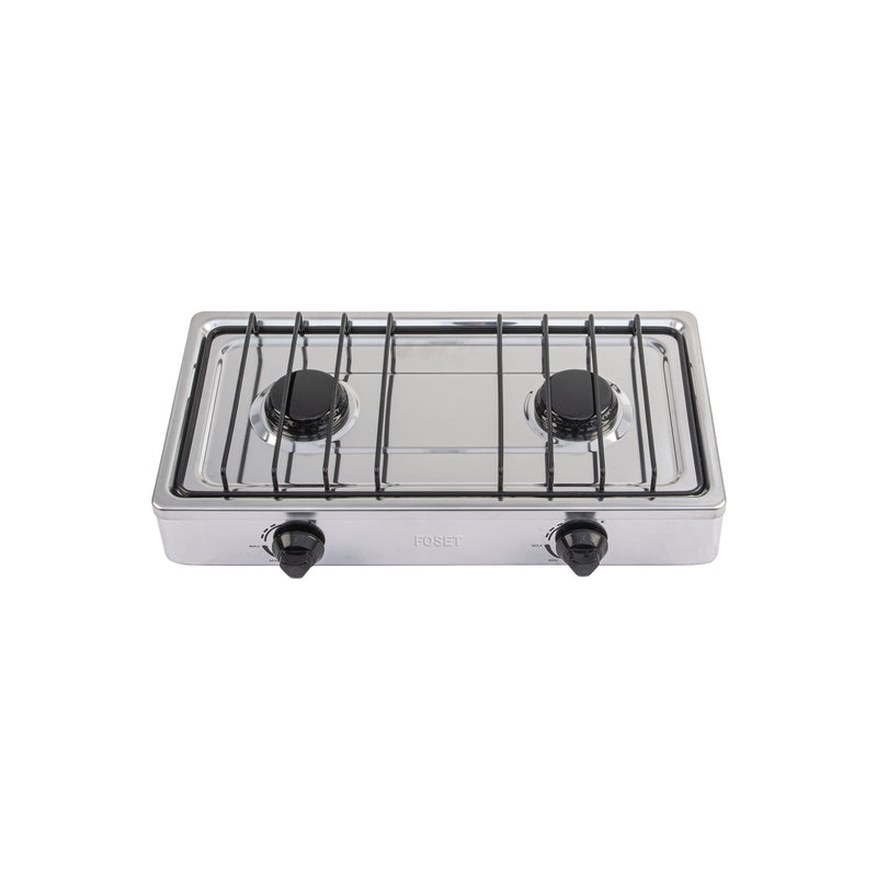Parrilla de gas de sobreponer 2 quemadores, inox, Foset