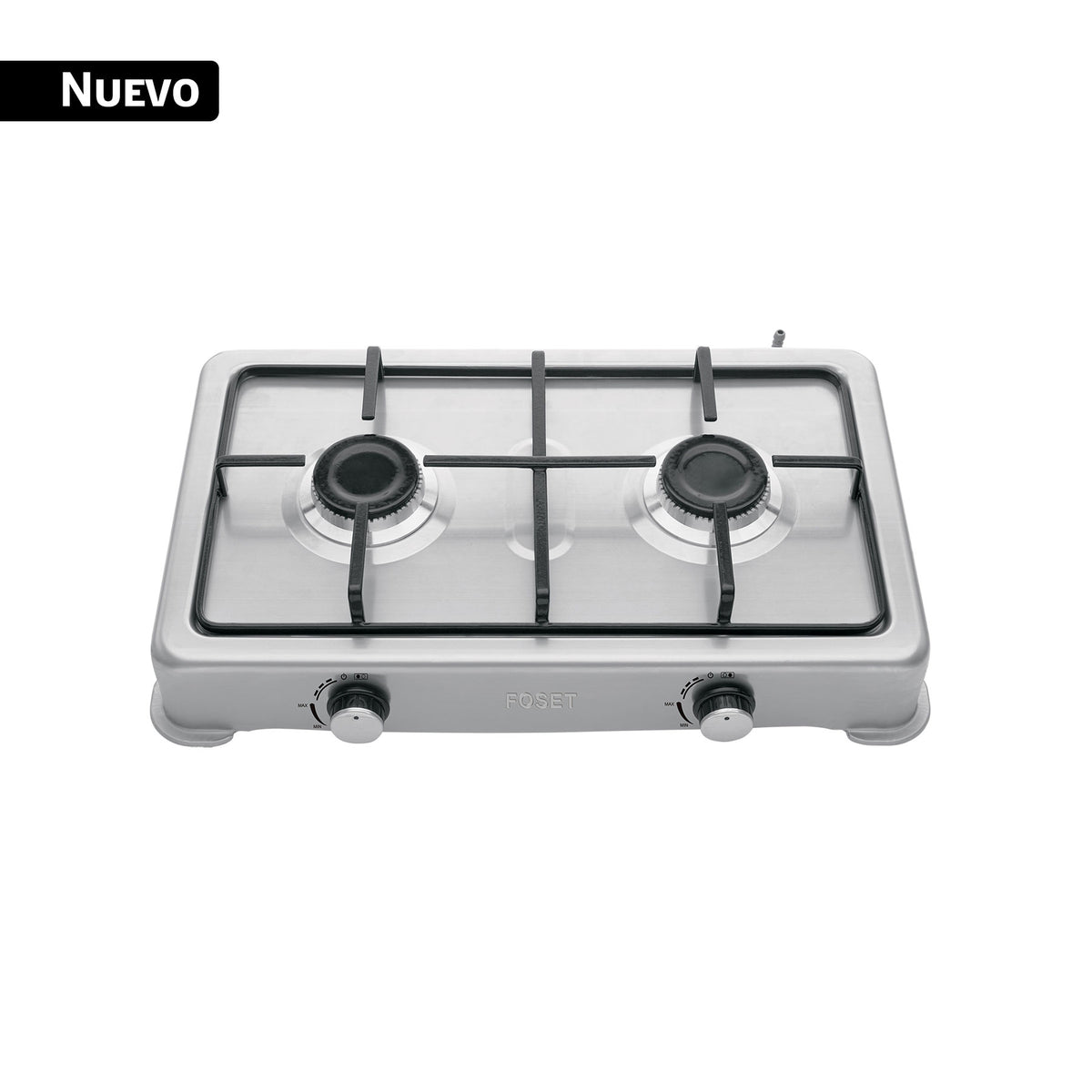 Parrilla de gas de sobreponer,2 quemadores, inox, FOSET AERO