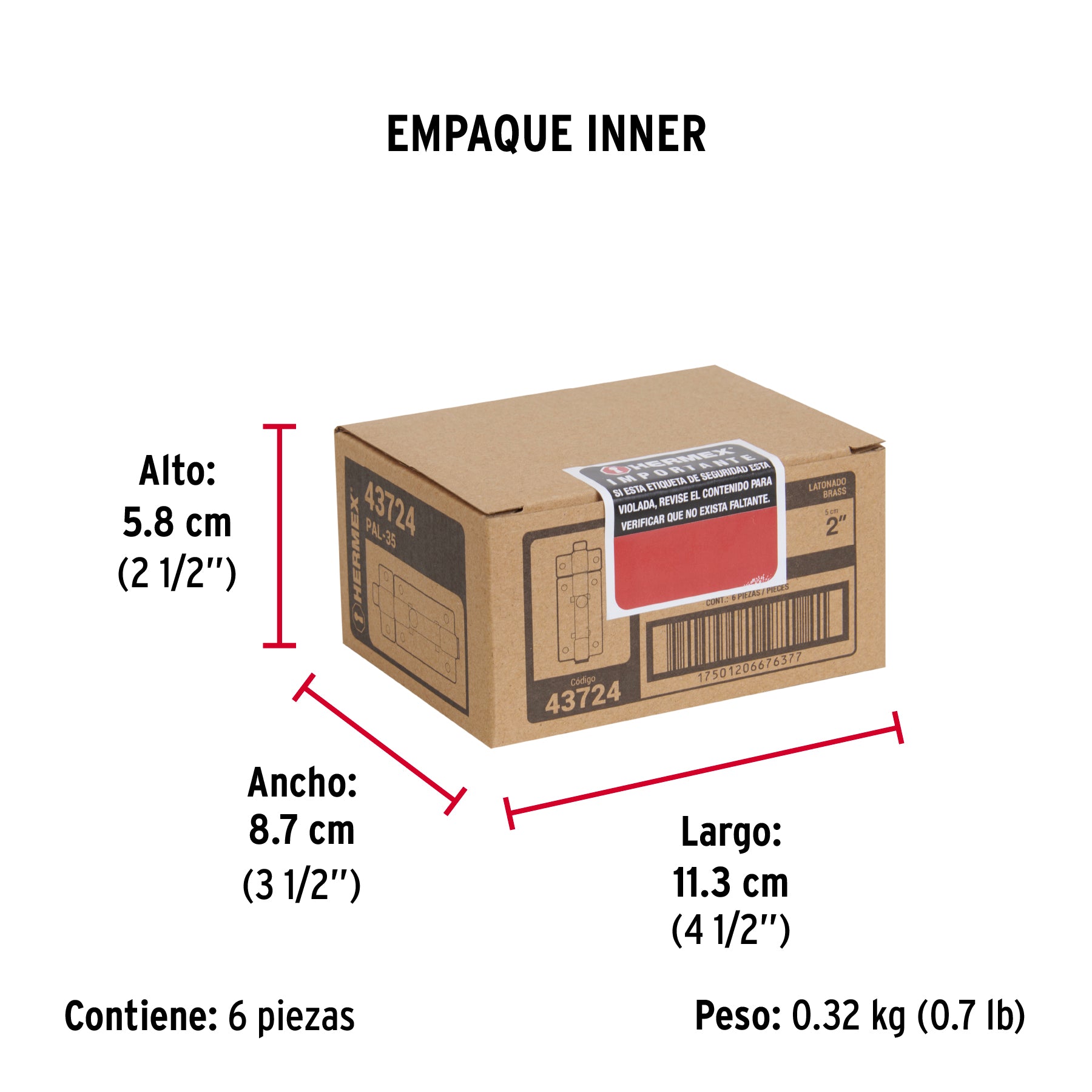 Pasador de latón, 2"