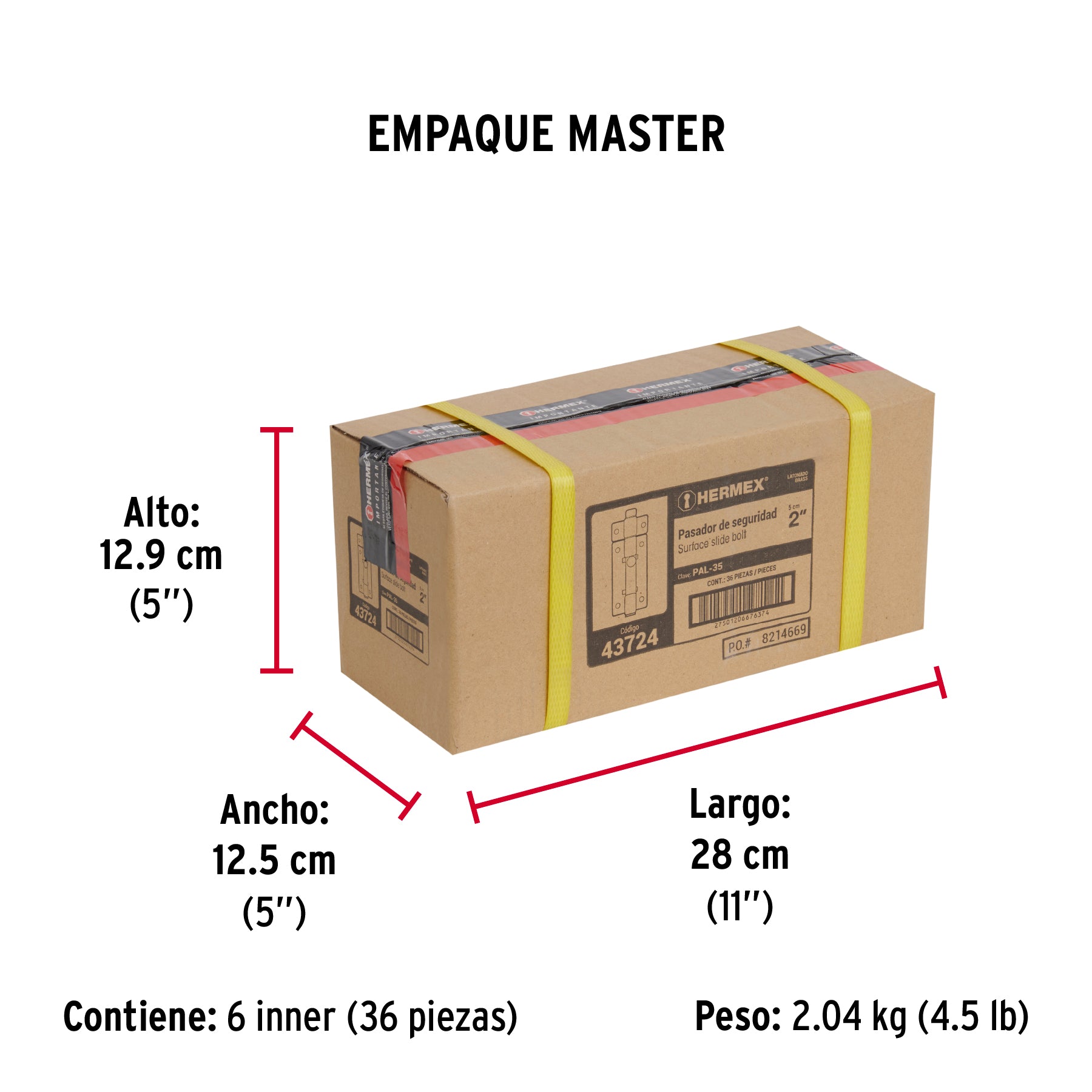 Pasador de latón, 2"