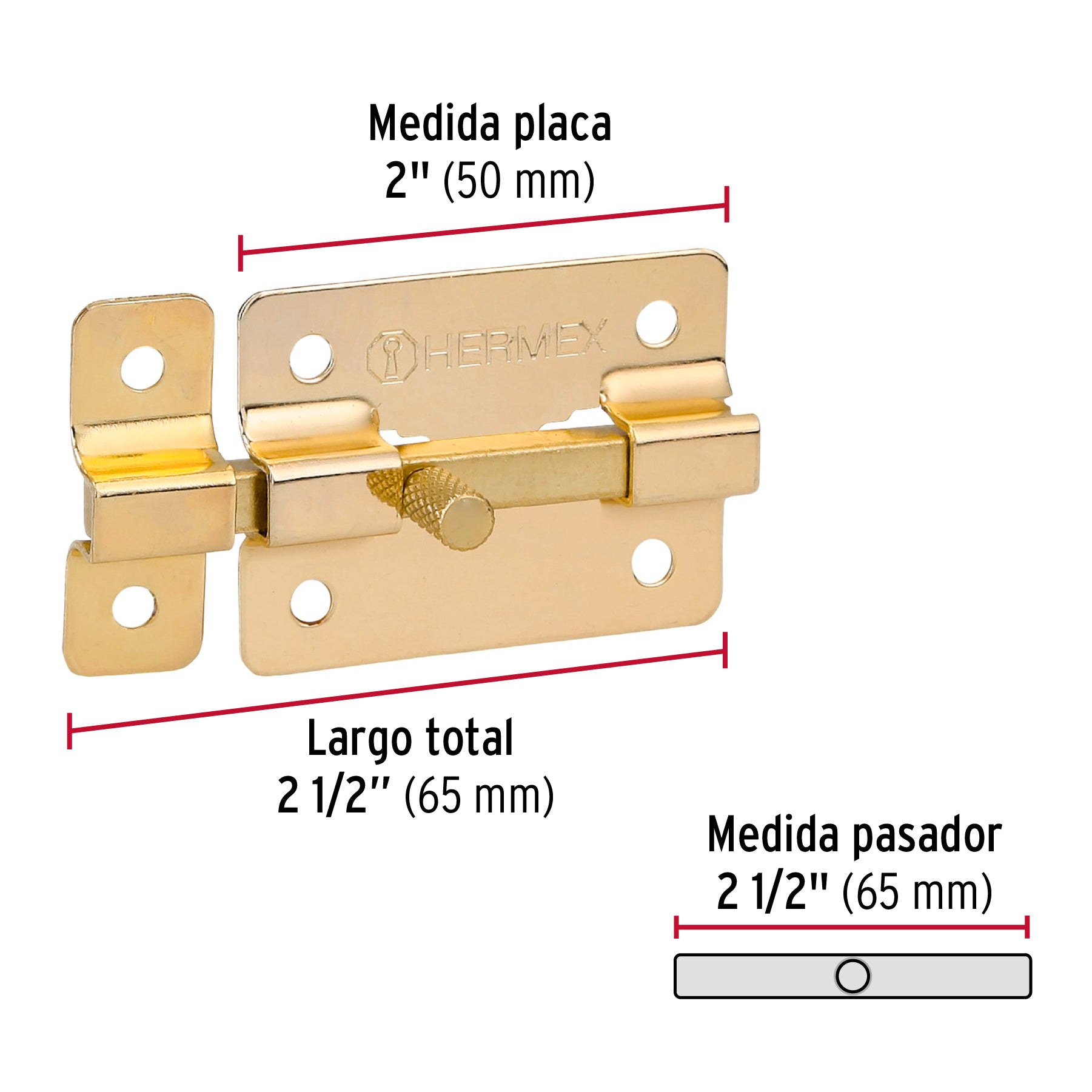 Pasador de latón, 2"