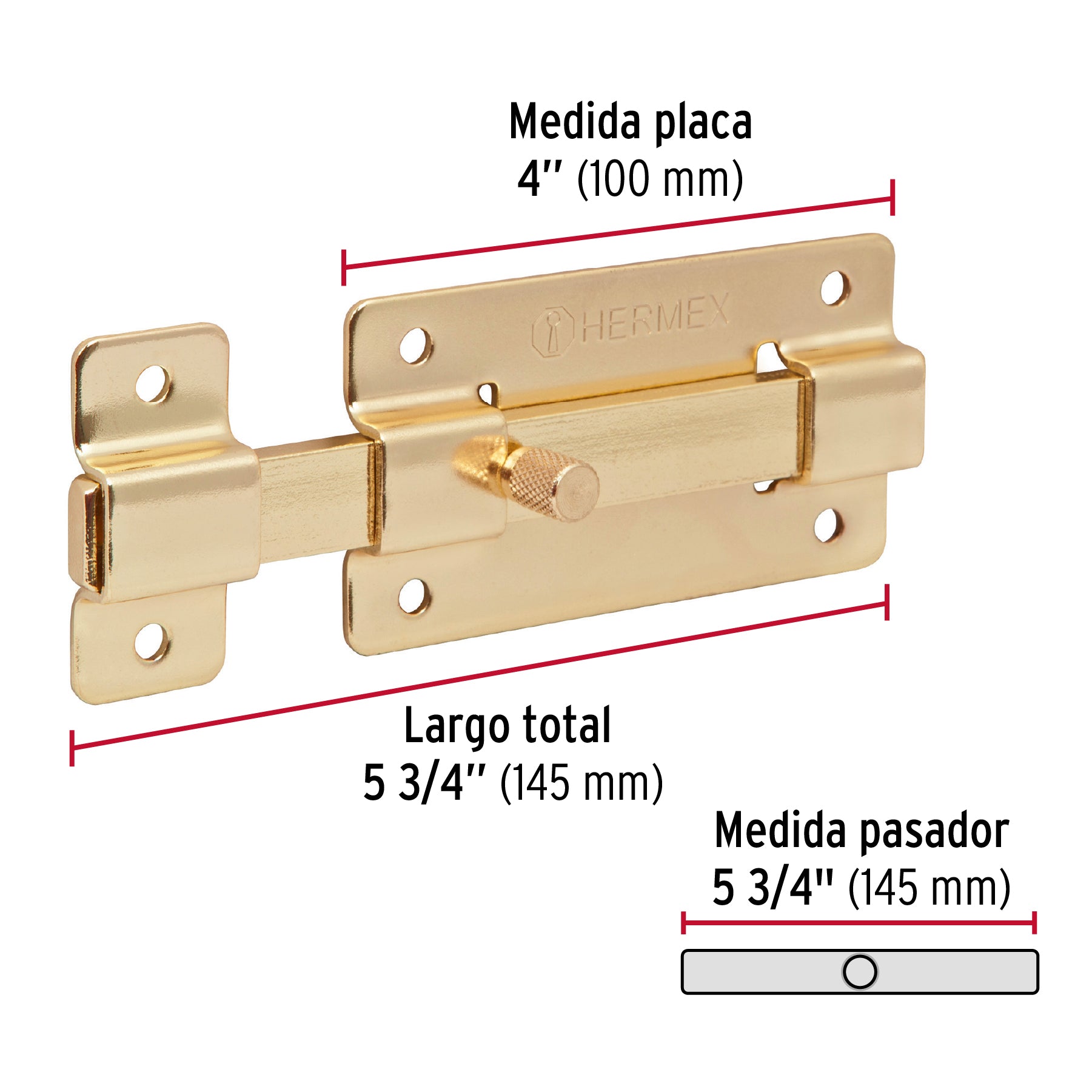 Pasador de latón, 4"