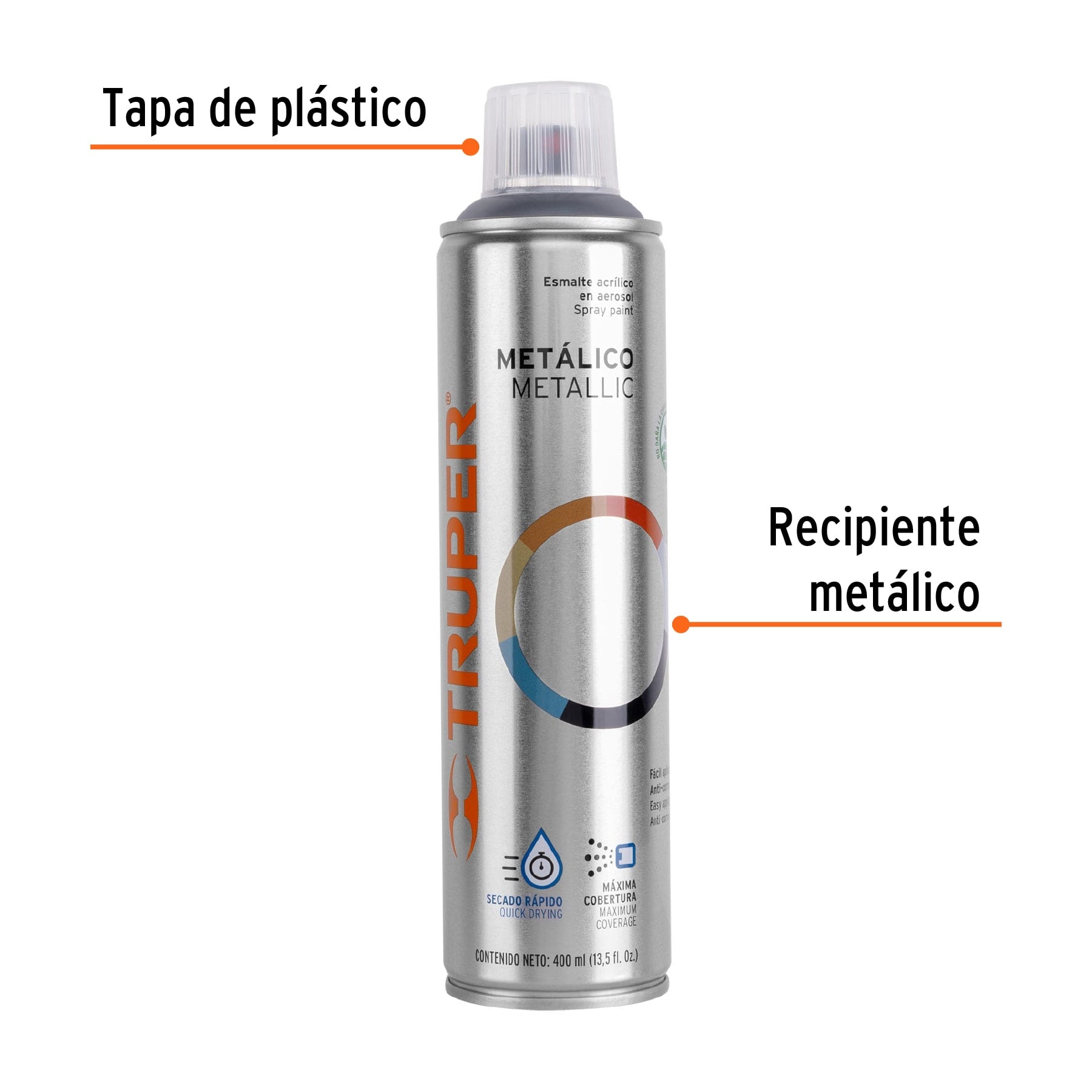 Pintura (Esmalte acrílico) en aerosol, metálica, cromo