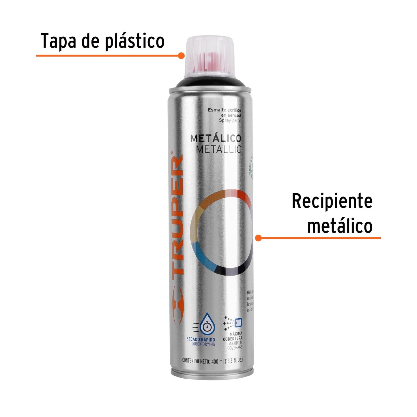 Pintura (Esmalte acrílico) en aerosol, metálica, negro