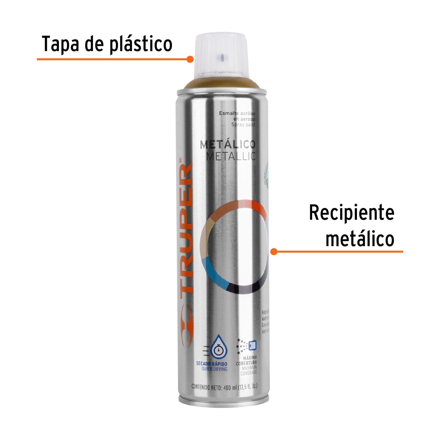 Pintura (Esmalte acrílico) en aerosol, metálica, oro