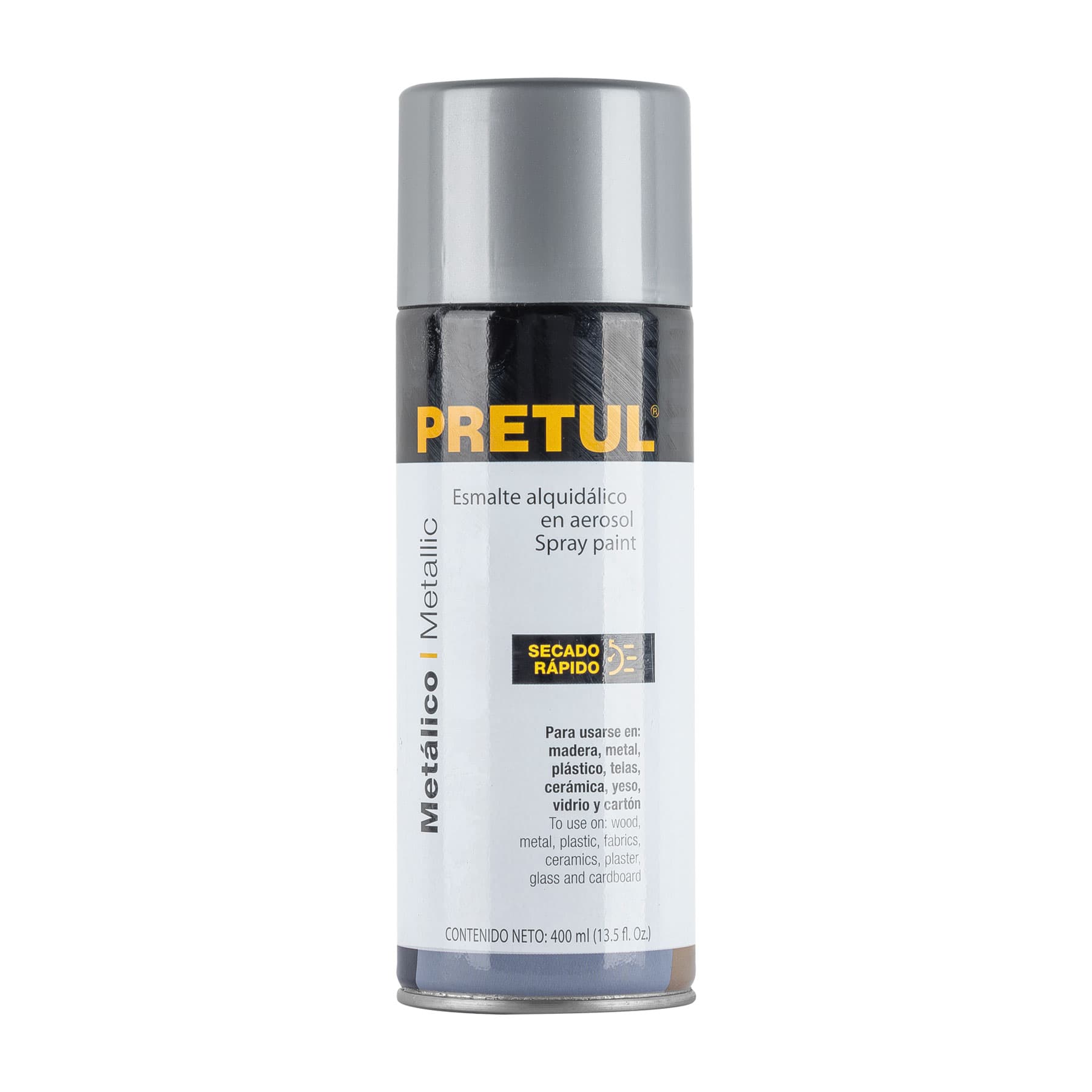 Pintura (Esmalte acrílico) en aerosol, metálica,plata,Pretul