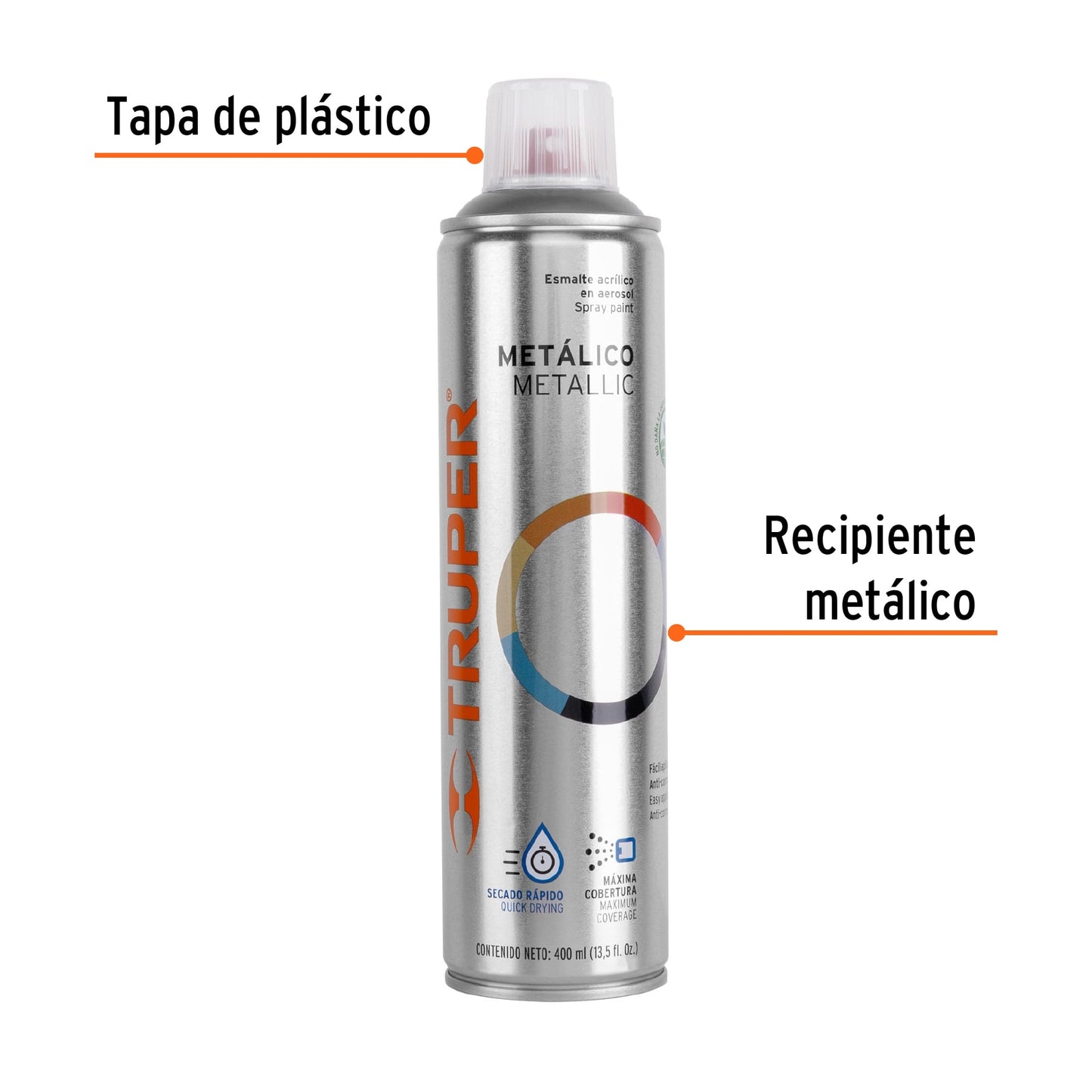Pintura (Esmalte acrílico) en aerosol, metálica, plata